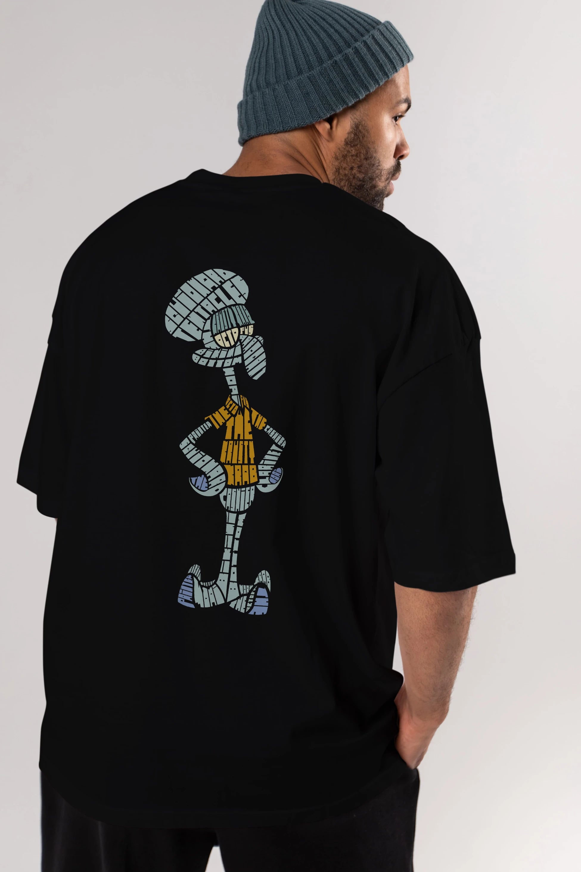 Squidward Arka Baskılı Oversize t-shirt %100 pamuk Erkek Kadın Unisex