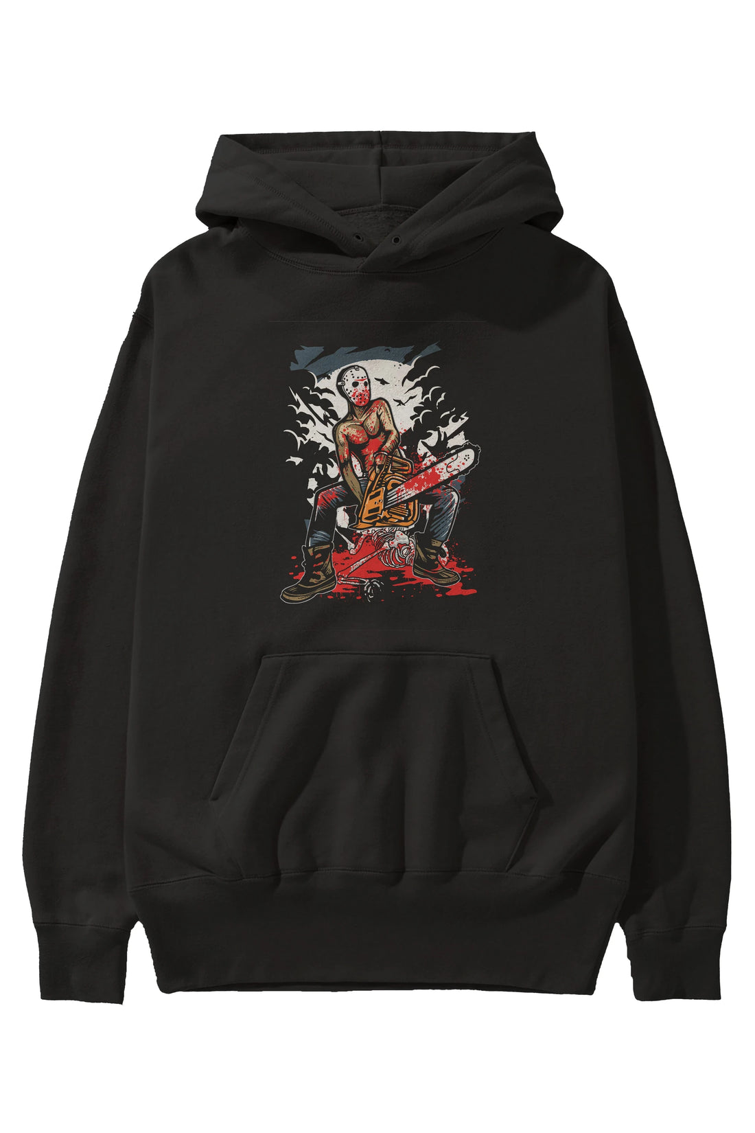 Chainsaw Killer Ön Baskılı Hoodie Oversize Kapüşonlu Sweatshirt Erkek Kadın Unisex