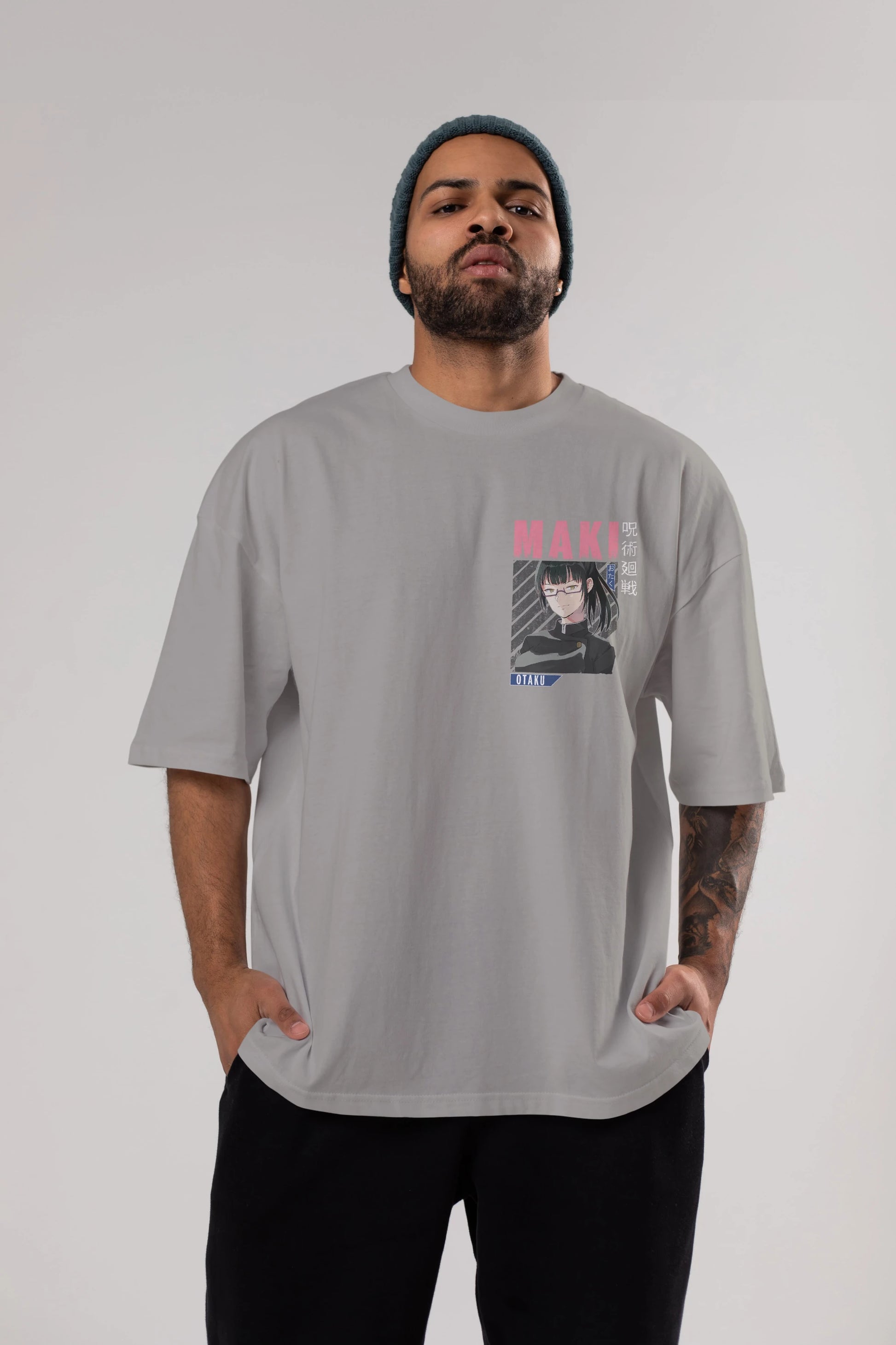 Maki Zenin CHAINSAWMAN 1 Ön Sol Baskılı Oversize t-shirt Erkek Kadın Unisex %100 Pamuk Bisiklet Yaka tişort