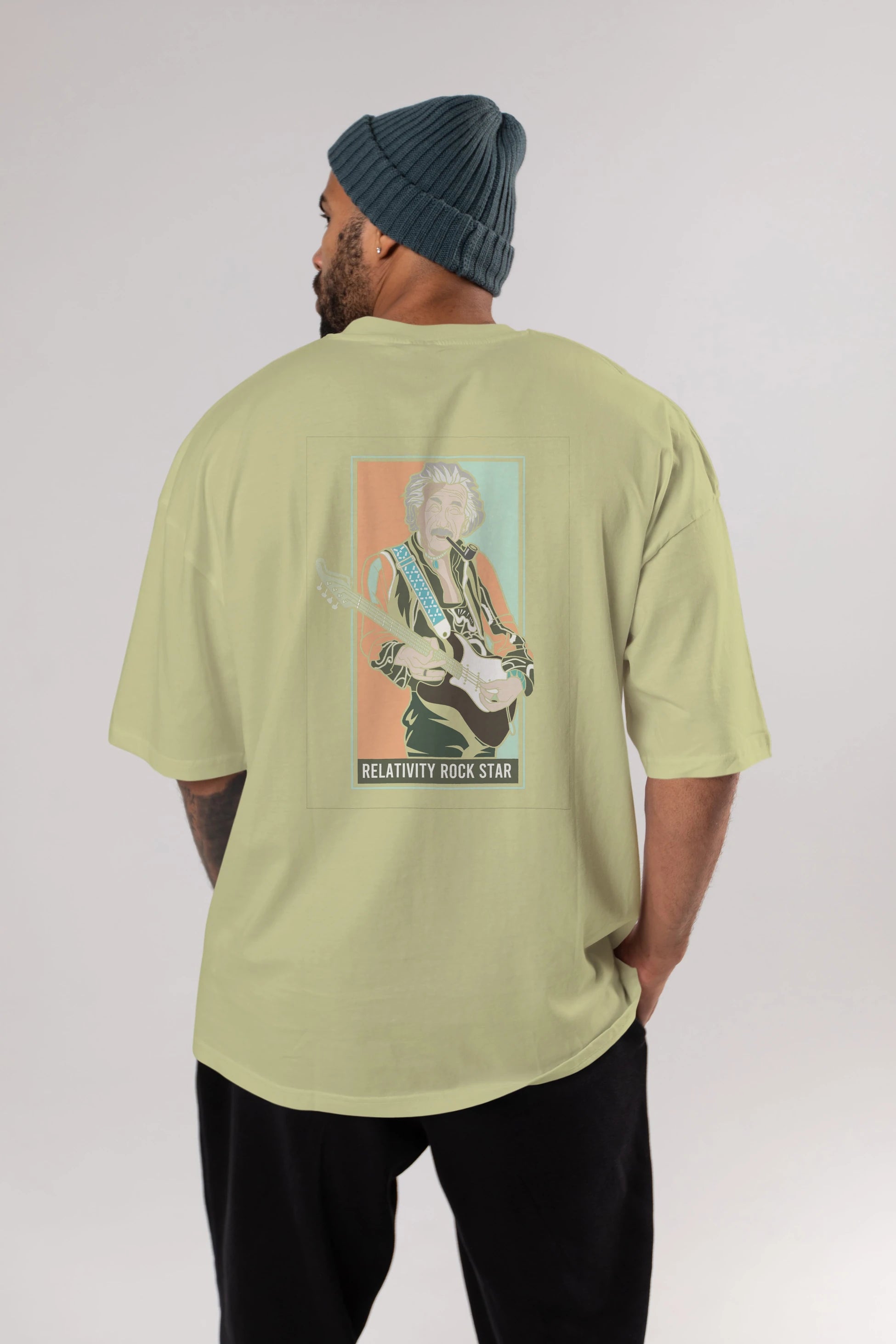 Jimmy Einstein Arka Baskılı Oversize t-shirt Erkek Kadın Unisex %100 Pamuk tişort