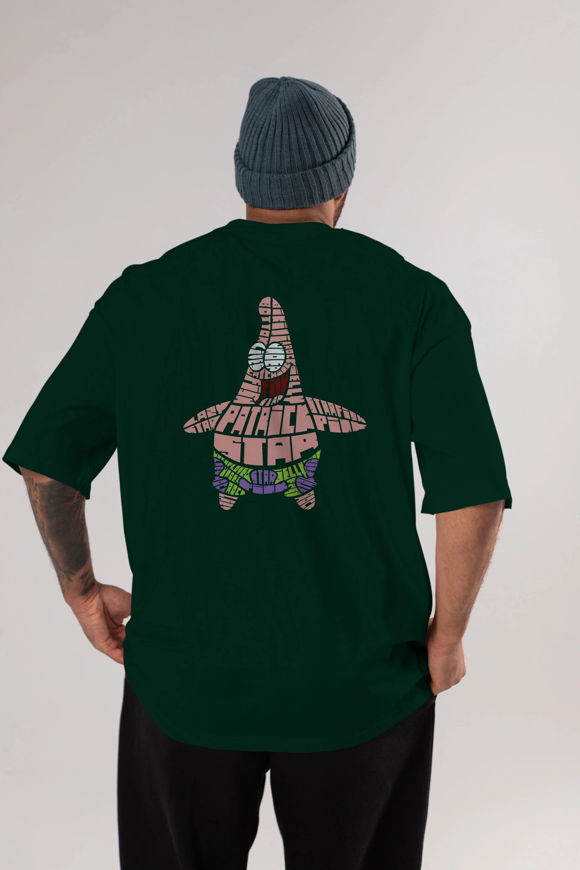 Patrick Star Arka Baskılı Oversize t-shirt %100 pamuk Erkek Kadın Unisex