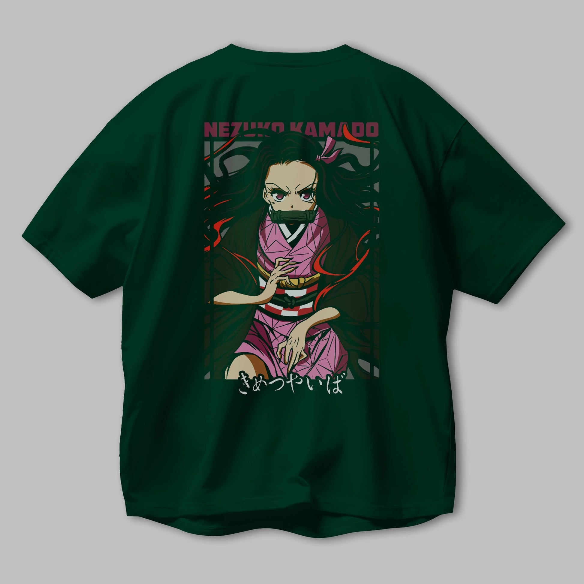 Nezuko Kamado 1 Anime Arka Baskılı Oversize t-shirt Erkek Kadın Unisex