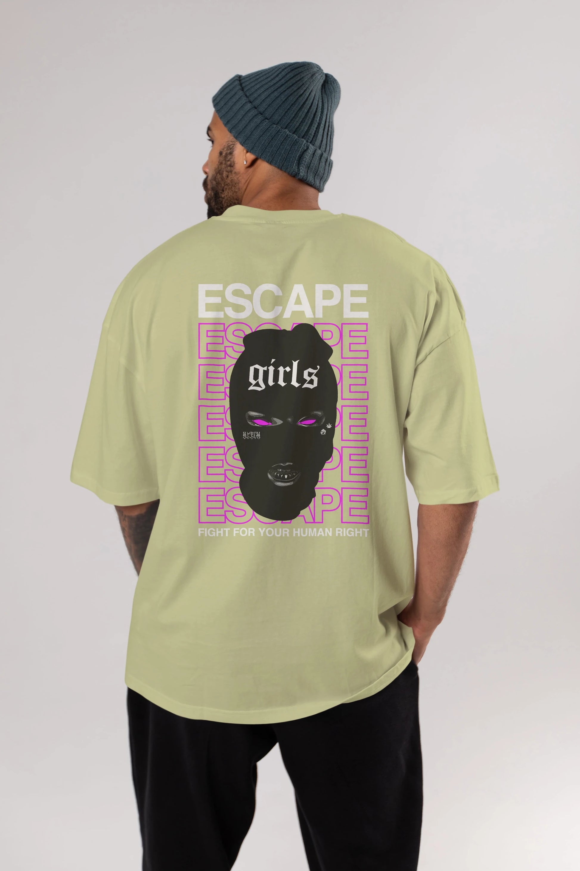 Escape Girl Arka Baskılı Oversize t-shirt Erkek Kadın Unisex