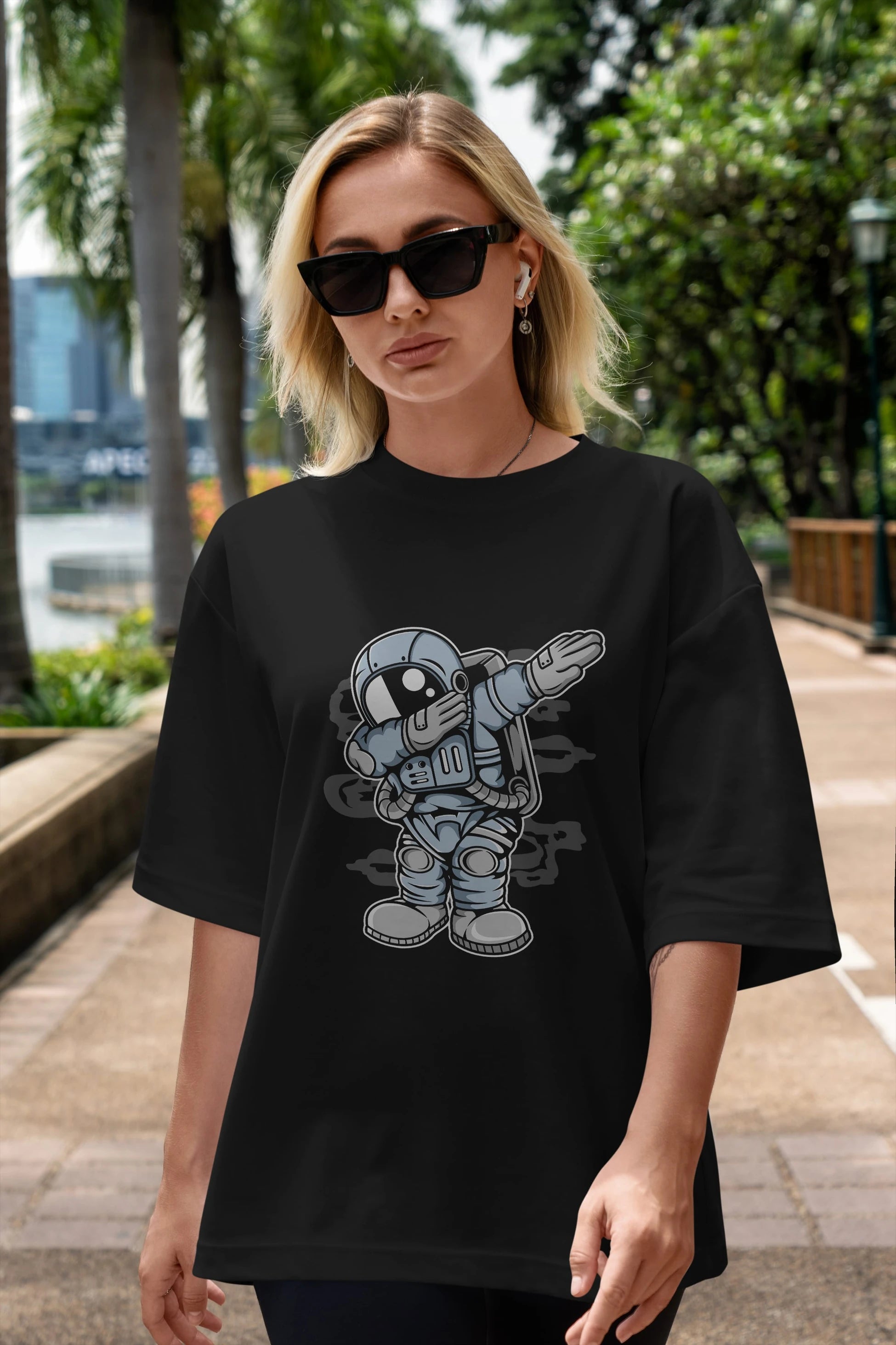 Astronaut Dab Ön Baskılı Oversize t-shirt Erkek Kadın Unisex
