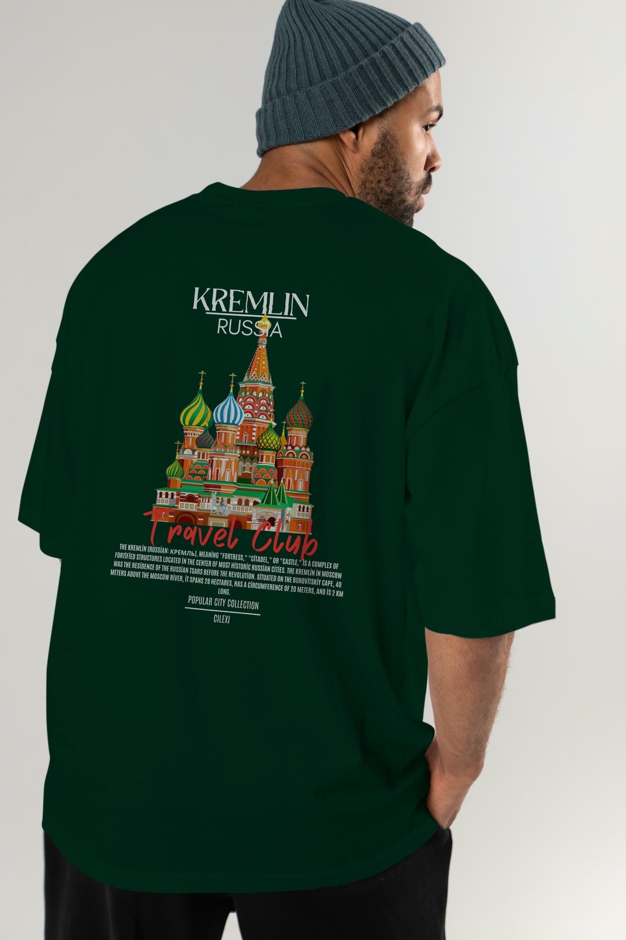 Kremlin Russia Arka Baskılı Oversize t-shirt Erkek Kadın Pamuk Bisiklet Yaka tişort