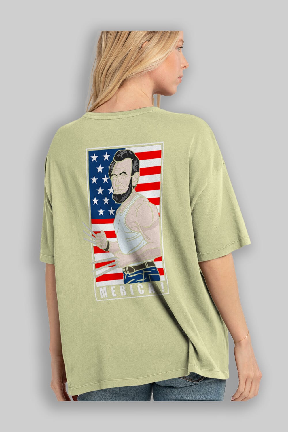Wolverlincoln Arka Baskılı Oversize t-shirt Erkek Kadın Unisex %100 Pamuk tişort