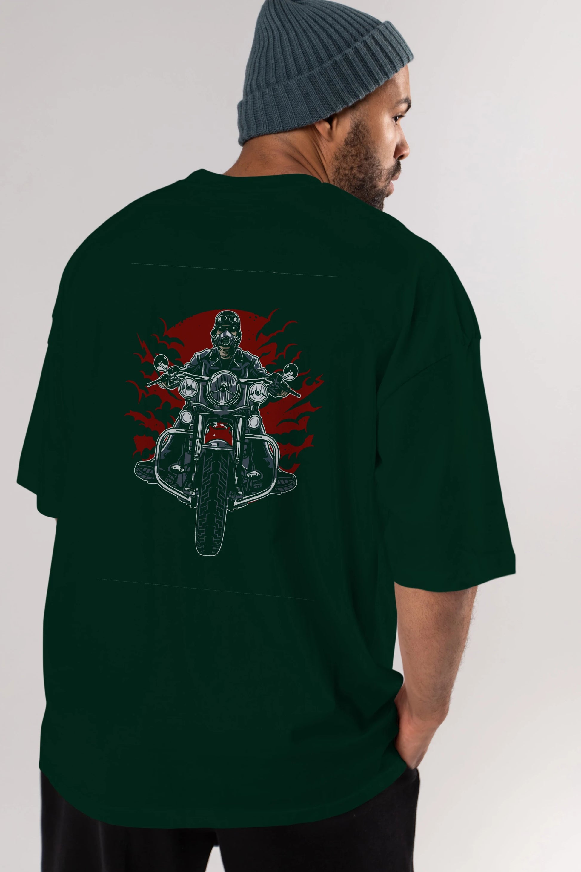 Wild Biker Arka Baskılı Oversize t-shirt Erkek Kadın Unisex %100 Pamuk