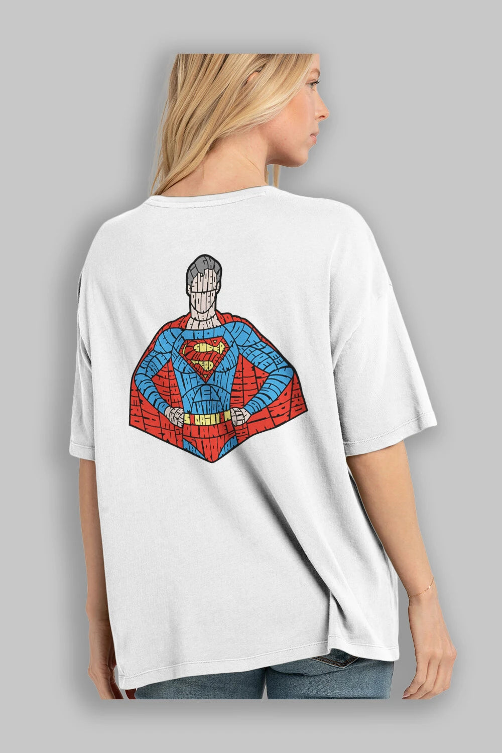 Kryptonian Arka Baskılı Oversize t-shirt %100 pamuk Erkek Kadın Unisex