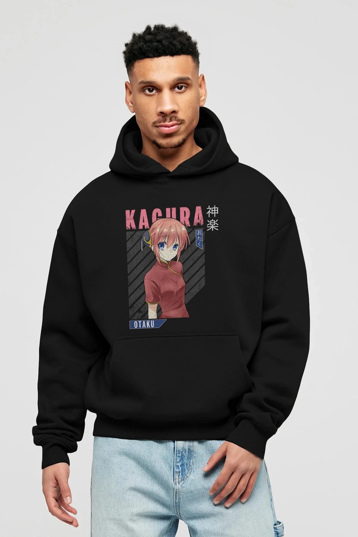 Kagura GINTAMA Anime Ön Baskılı Hoodie Oversize Kapüşonlu Sweatshirt Erkek Kadın Unisex