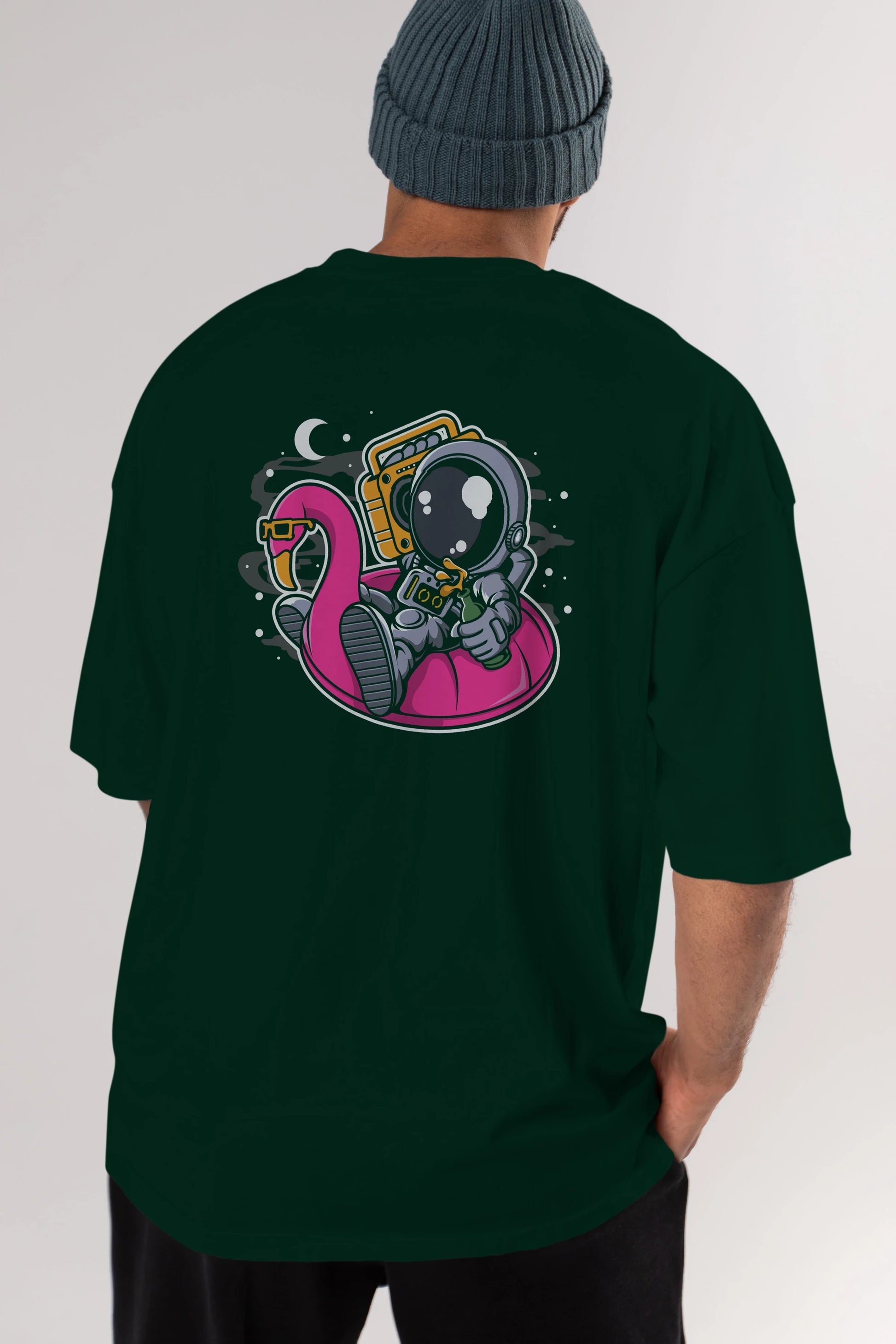 Astronaut Floaties Ballon Arka Baskılı Oversize t-shirt Erkek Kadın Unisex