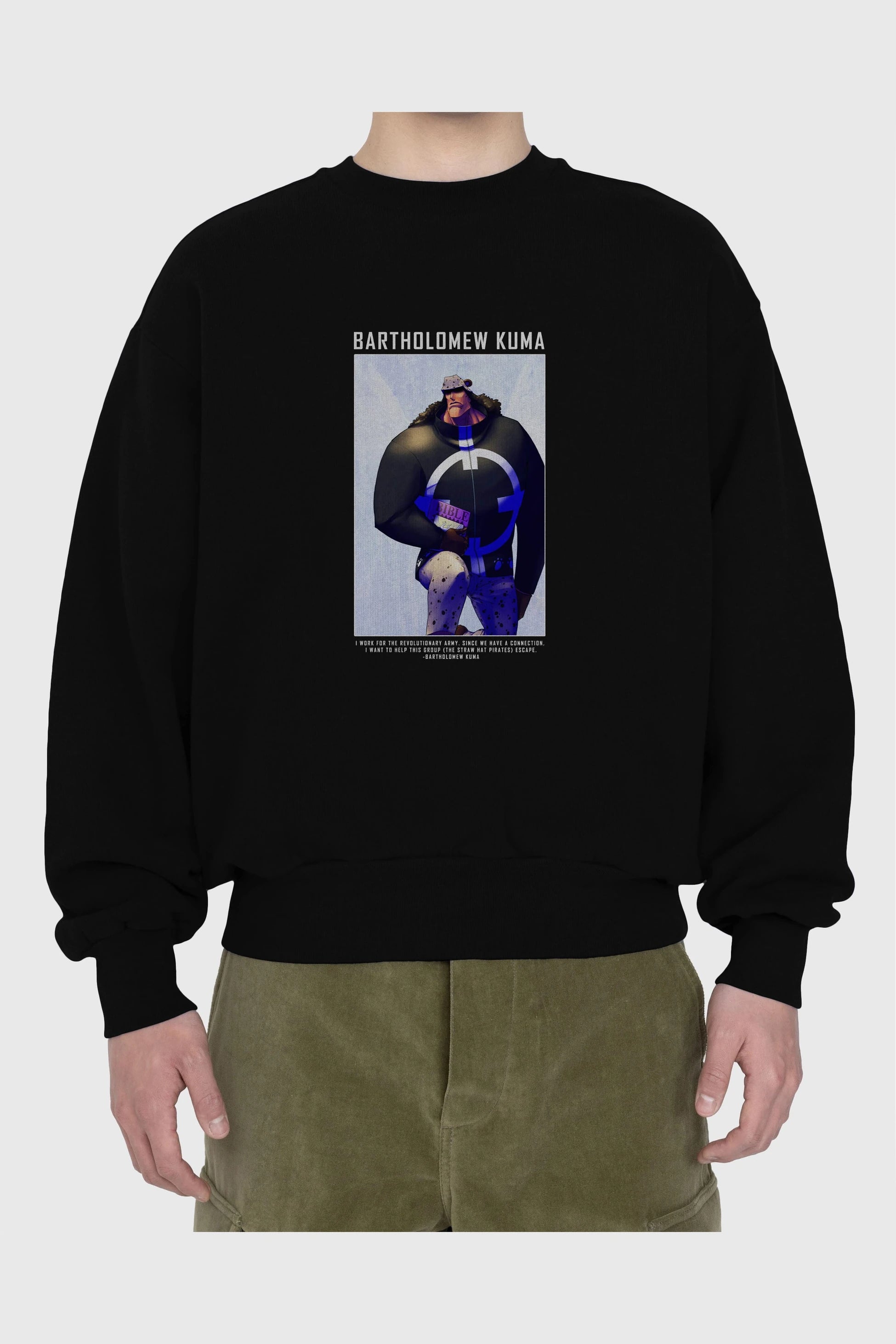 Bartholomew Kuma Ön Baskılı Anime Oversize Sweatshirt Erkek Kadın Unisex