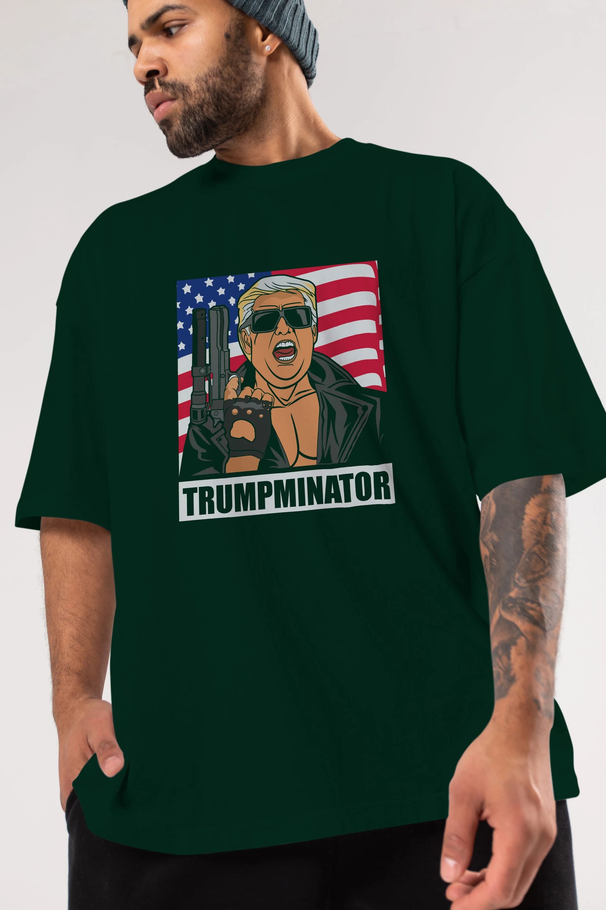 Trumpminator Ön Baskılı Oversize t-shirt Erkek Kadın Unisex %100 Pamuk tişort