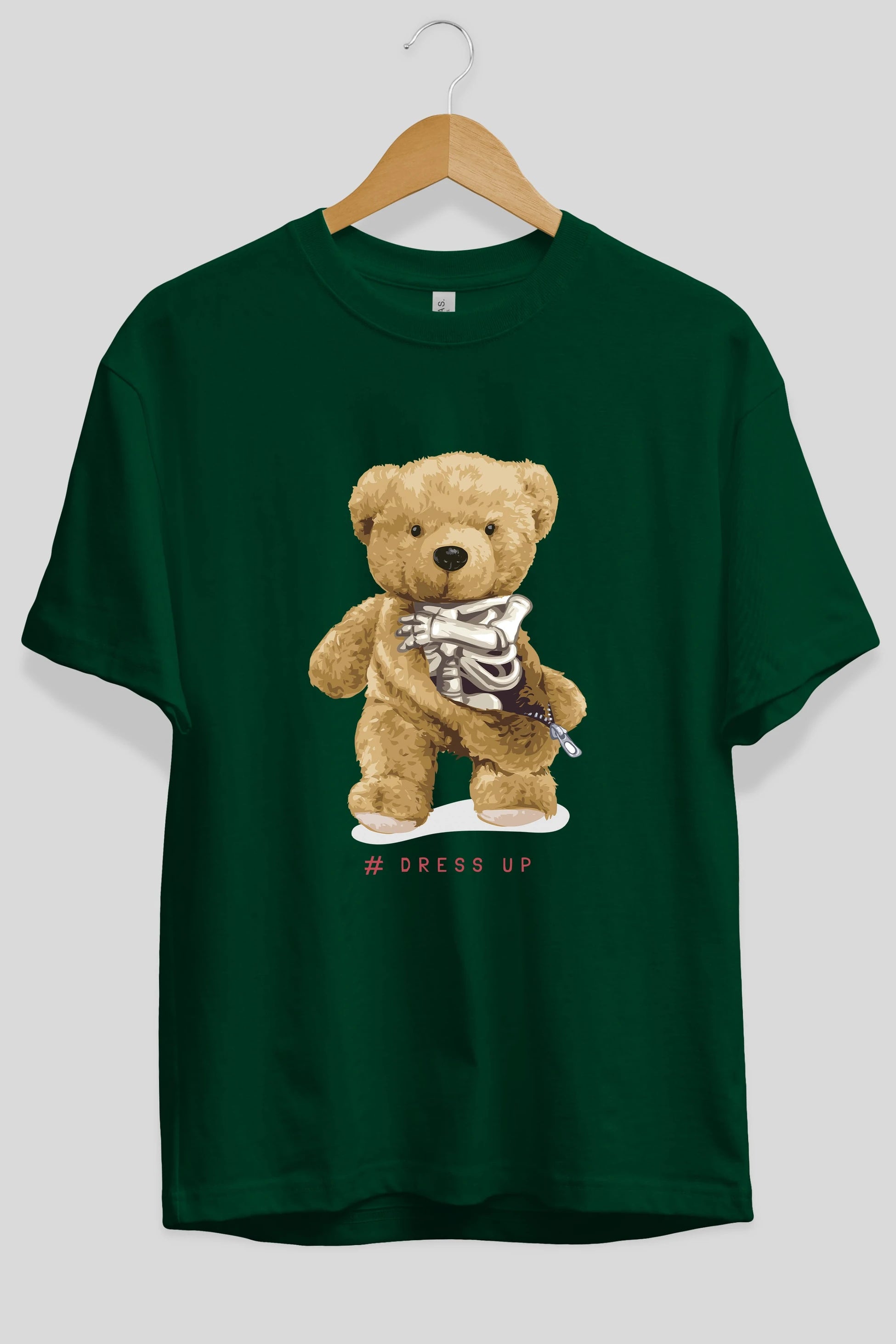 Teddy Bear Dress Up Ön Baskılı Oversize t-shirt Erkek Kadın Unisex %100 Pamuk