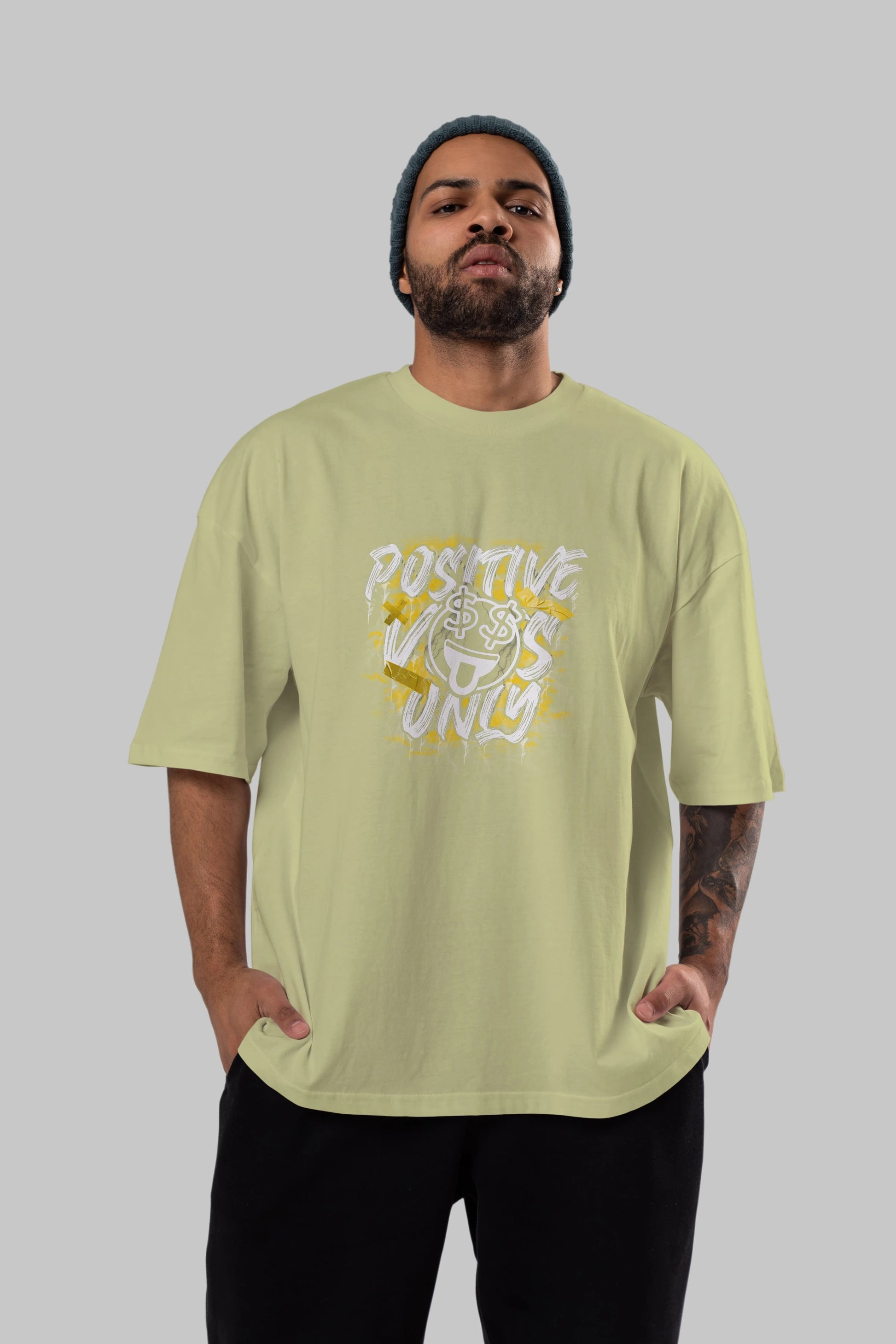 Positive Only Ön Baskılı Oversize t-shirt Erkek Kadın Unisex