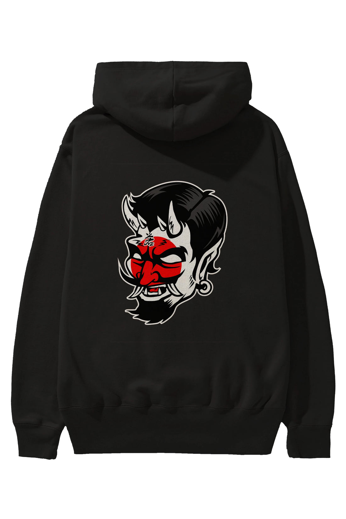 Japanese Devil Arka Baskılı Hoodie Oversize Kapüşonlu Sweatshirt Erkek Kadın Unisex