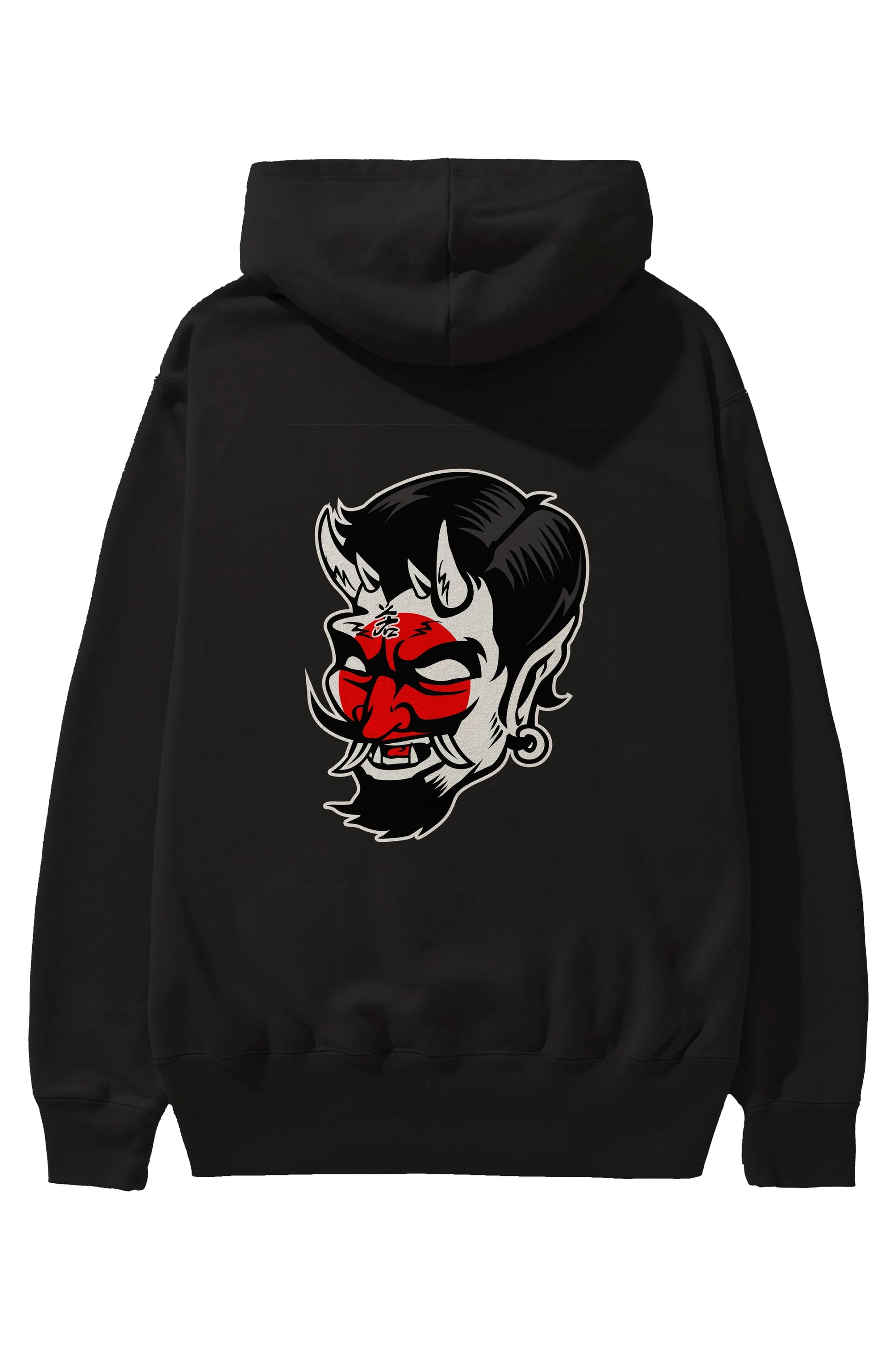 Japanese Devil Arka Baskılı Hoodie Oversize Kapüşonlu Sweatshirt Erkek Kadın Unisex