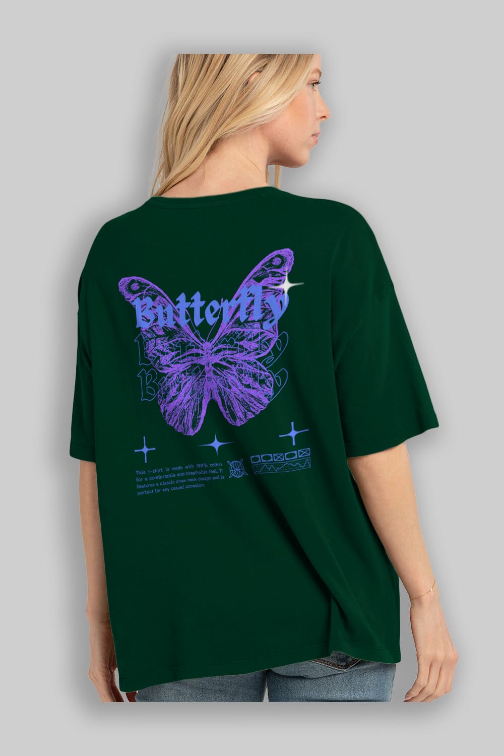 Butterfly Streetwear Arka Baskılı Oversize t-shirt Erkek Kadın Unisex