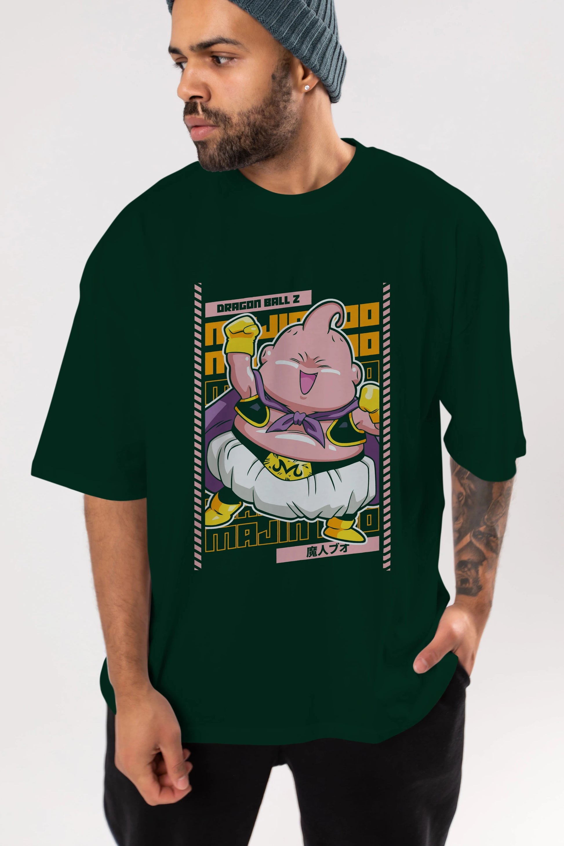 MAJIN BOO1 Anime Ön Baskılı Oversize t-shirt %100 pamuk Erkek Kadın Unisex