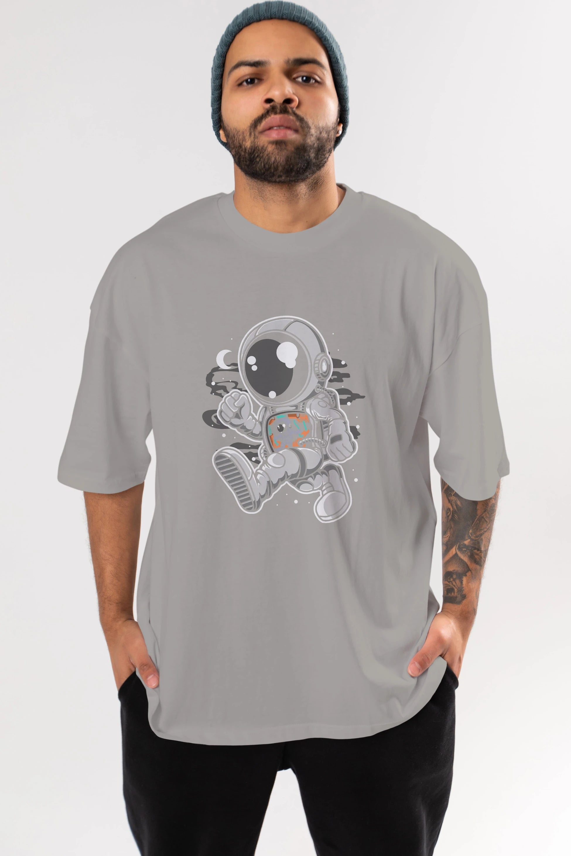 Astronaut Robotic Machine Ön Baskılı Oversize t-shirt Erkek Kadın Unisex