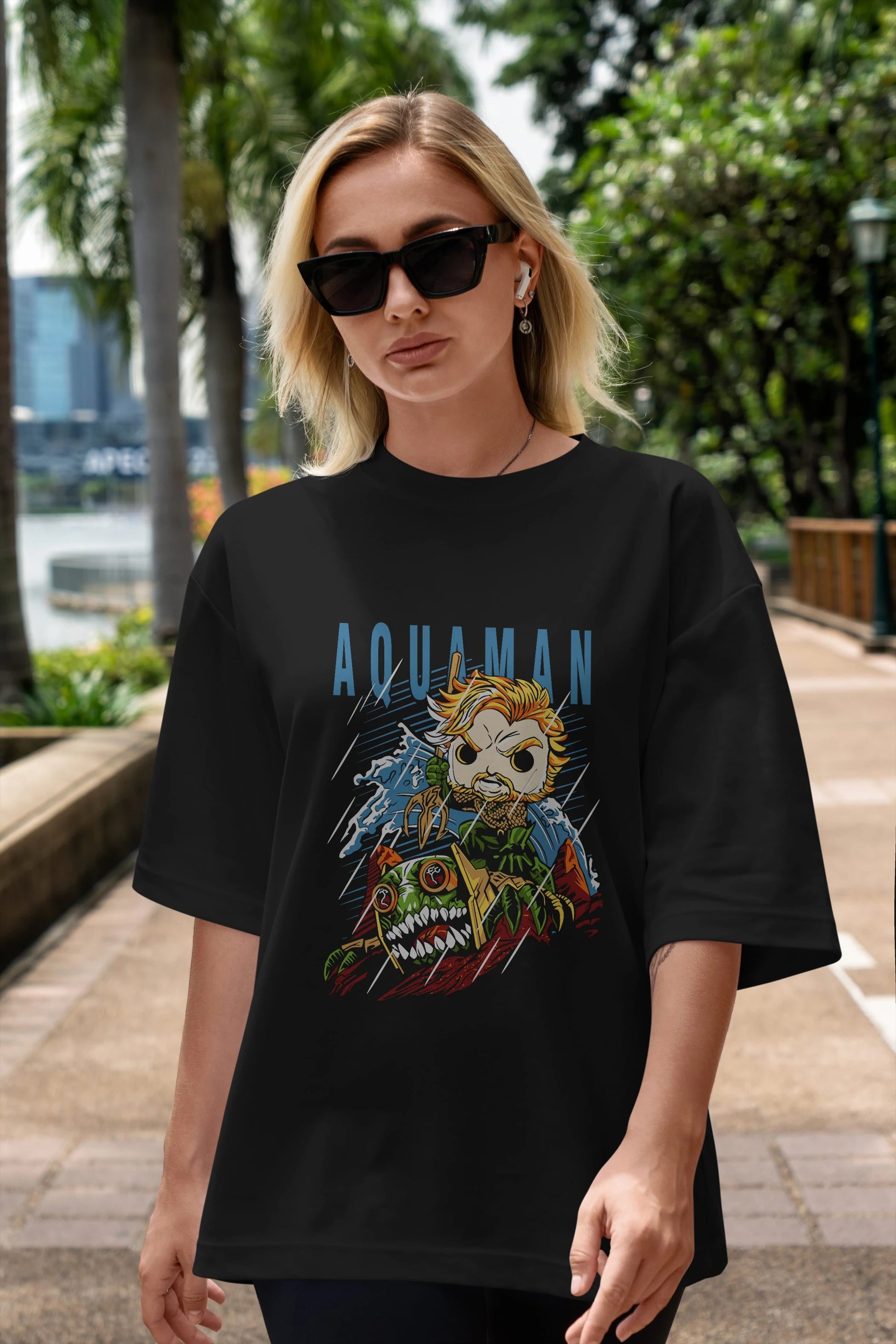 Aquaman Ön Baskılı Oversize t-shirt Erkek Kadın Unisex %100 Pamuk Bisiklet Yaka tişort
