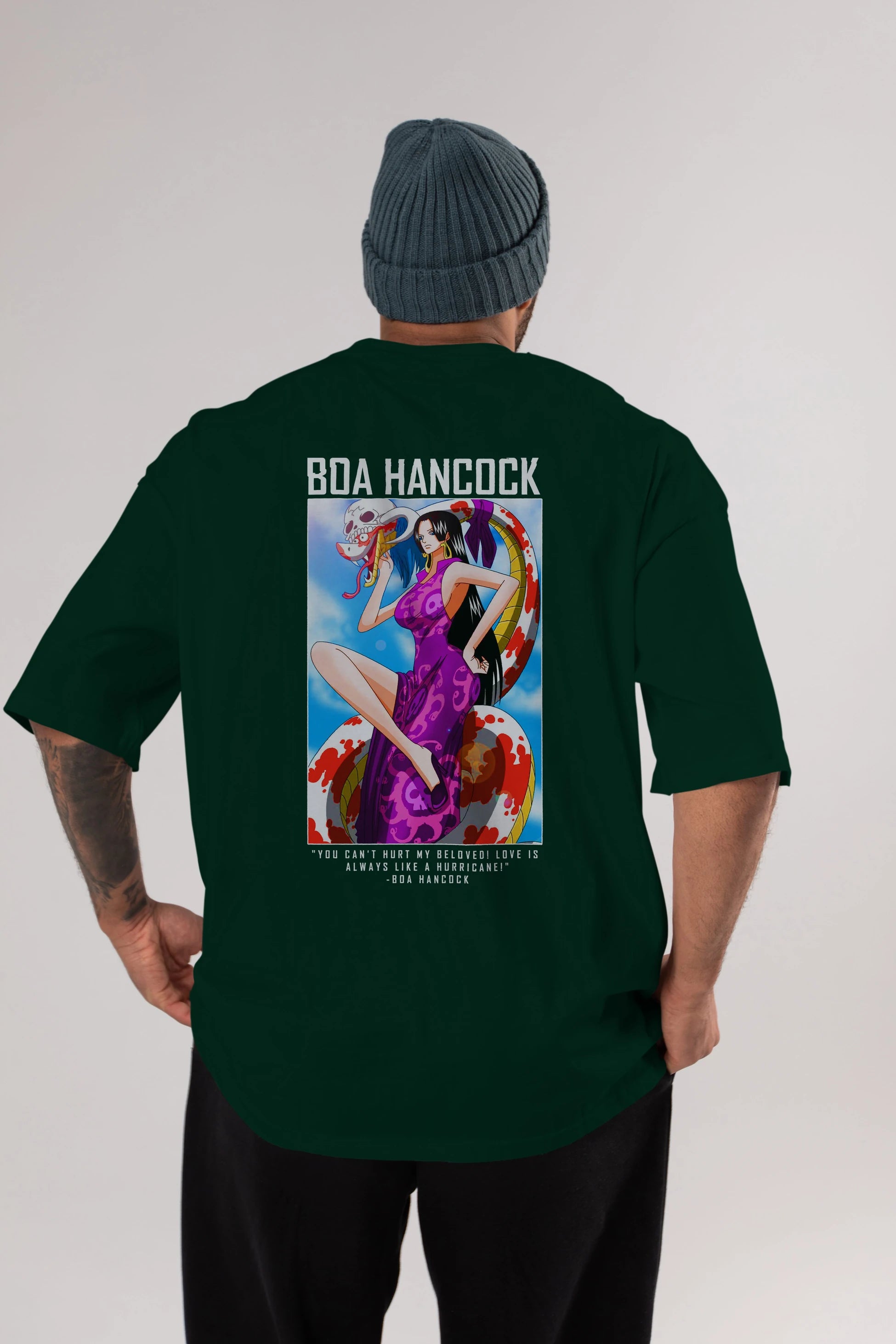 Boa Hancock Anime Arka Baskılı Oversize t-shirt Erkek Kadın Unisex %100 pamuk tişort