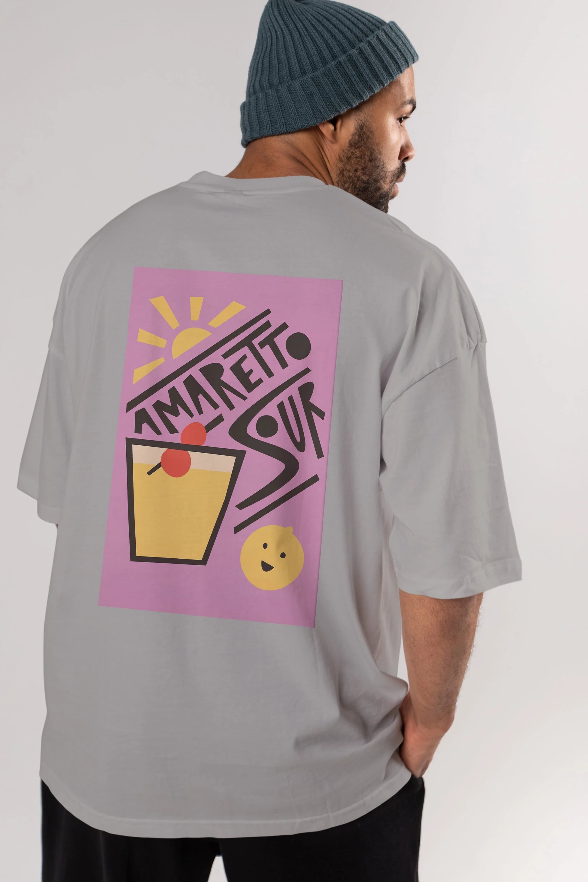 Amaretto Sour Arka Baskılı Oversize t-shirt Erkek Kadın Unisex %100 Pamuk Bisiklet Yaka tişort