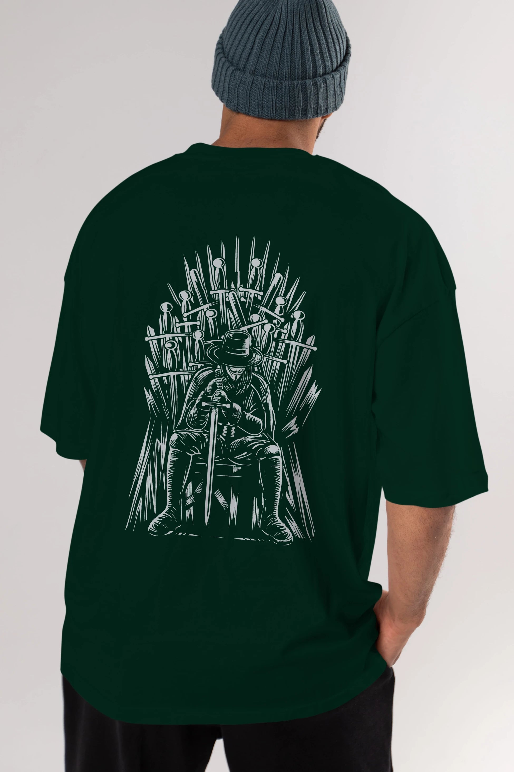 The Thrones Of Vendetta Arka Baskılı Oversize t-shirt Erkek Kadın Unisex %100 Pamuk
