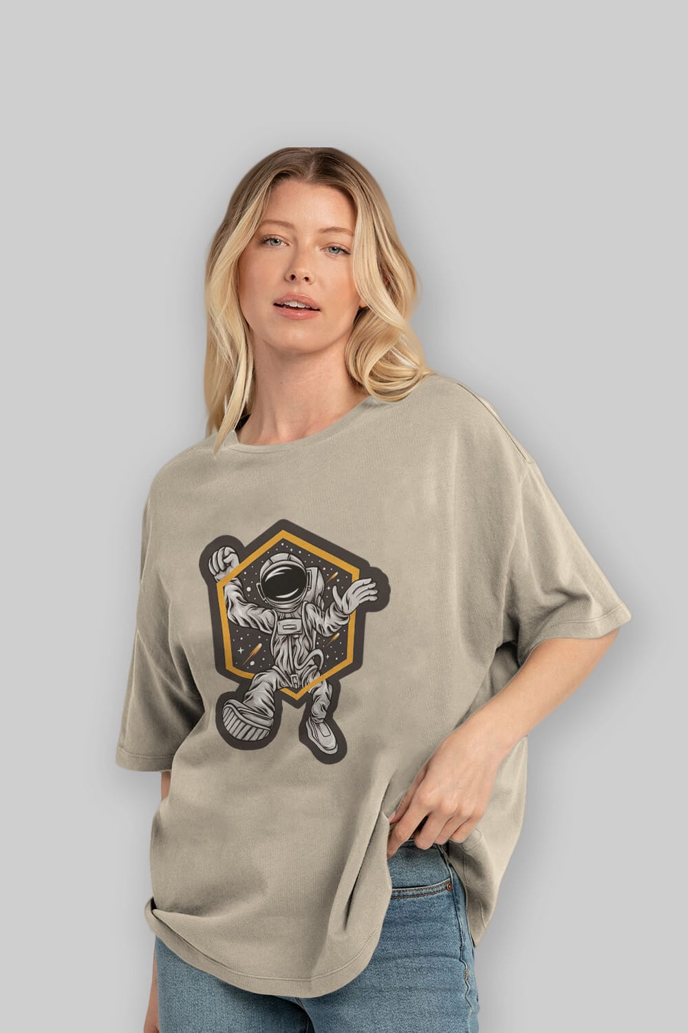 Astrofun Sticker Ön Baskılı Oversize t-shirt Erkek Kadın Unisex