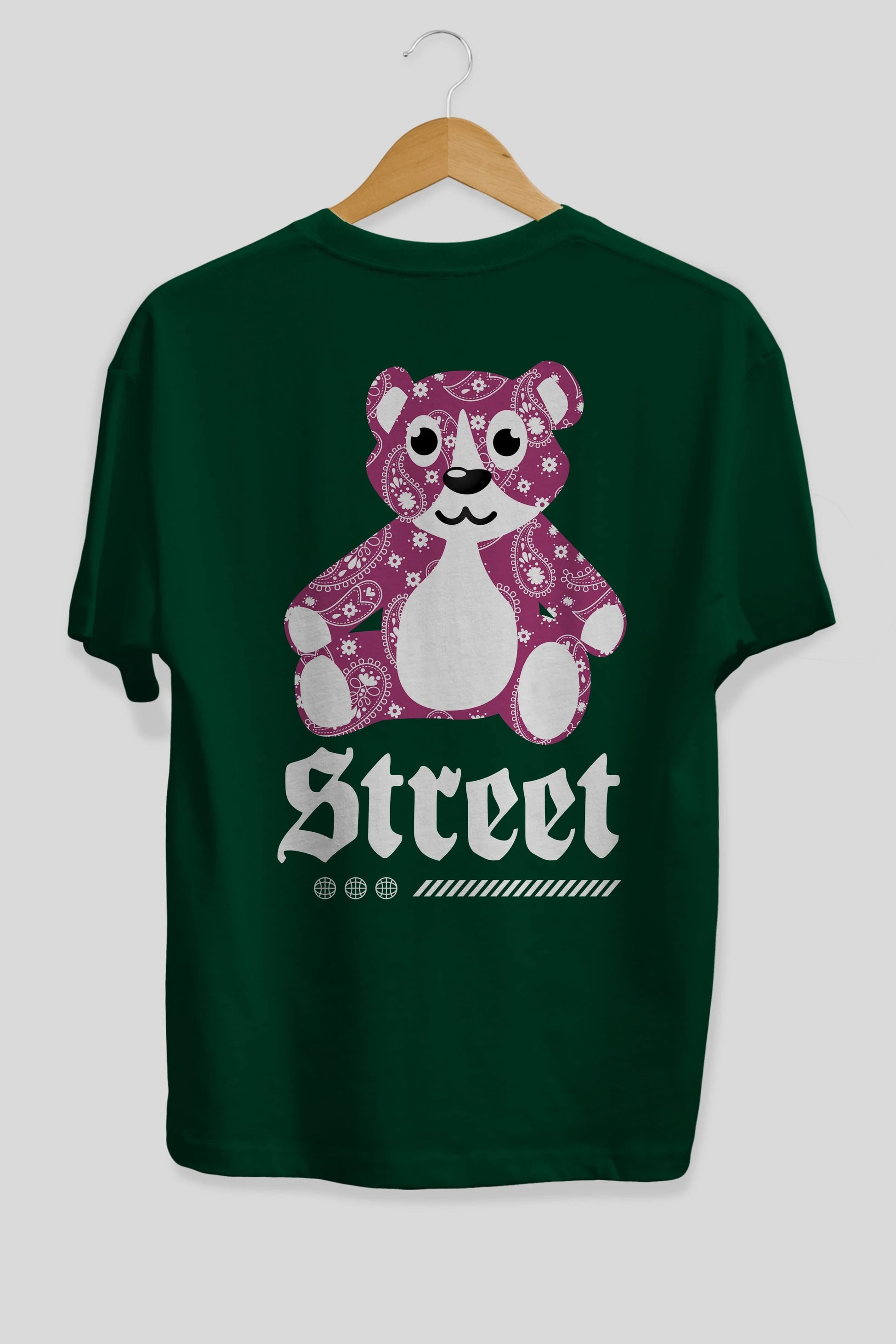 Street Bear Arka Baskılı Oversize t-shirt Erkek Kadın Unisex