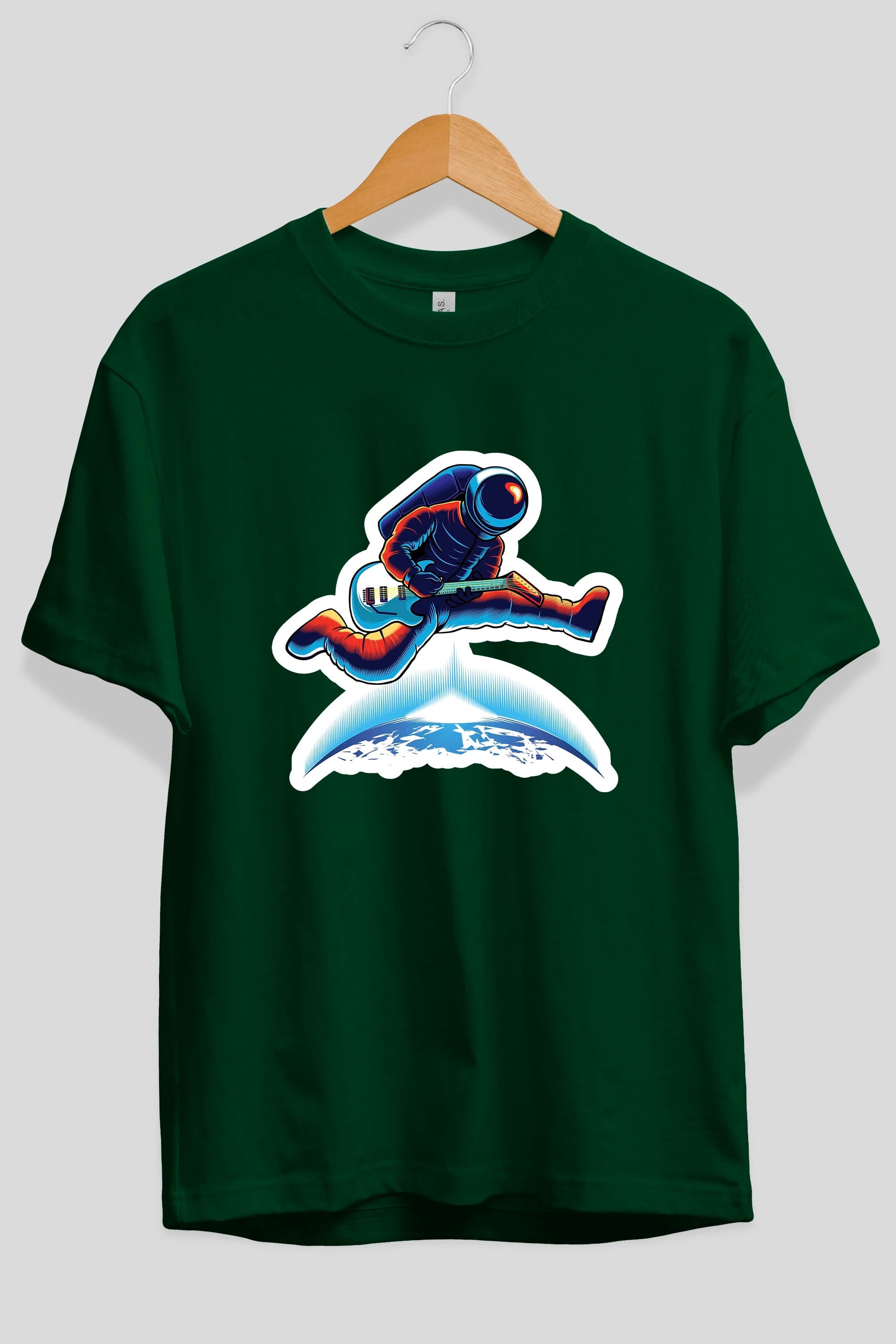 Astroguitar Sticker Ön Baskılı Oversize t-shirt Erkek Kadın Unisex