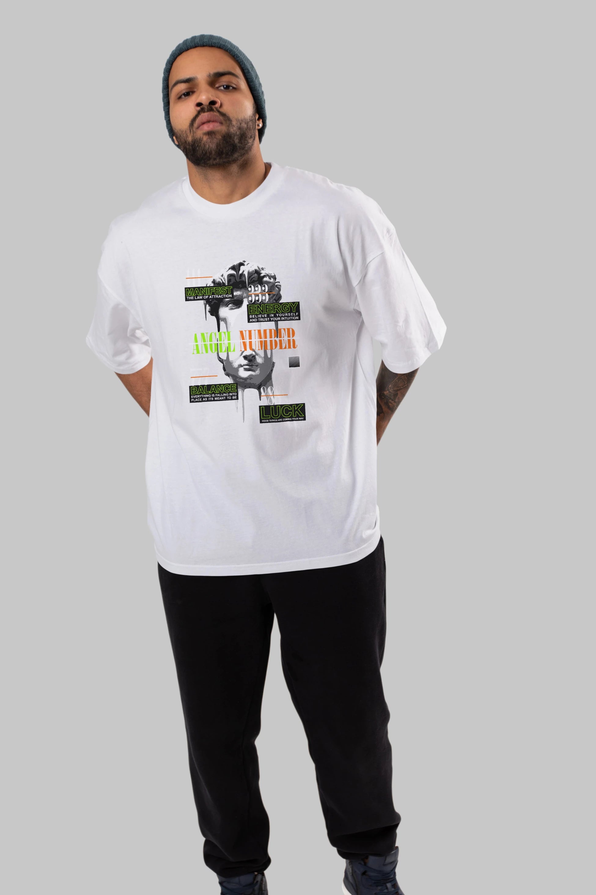 Angel Number Ön Baskılı Oversize t-shirt Erkek Kadın Unisex