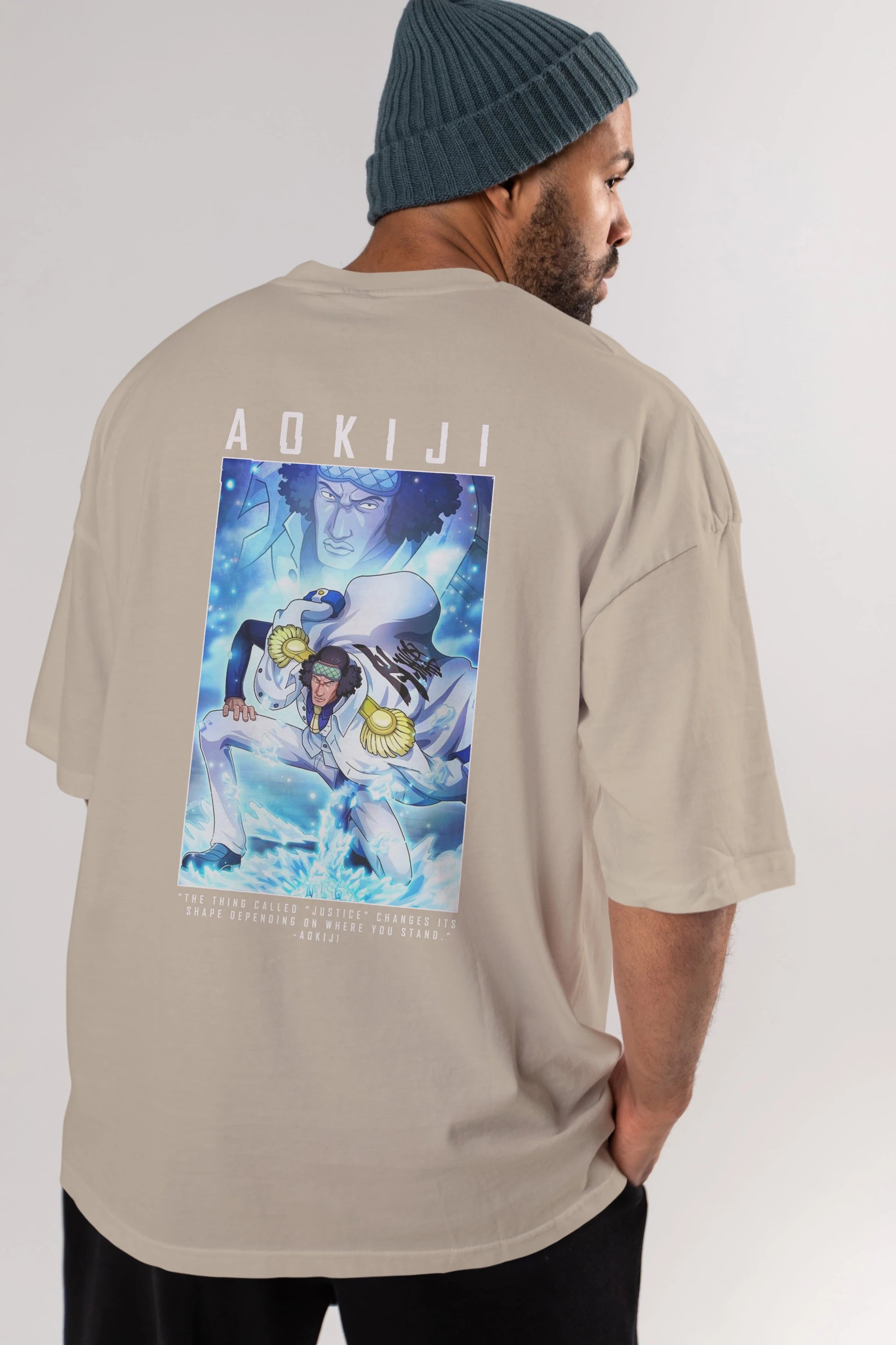 Kuzan Anime Arka Baskılı Oversize t-shirt Erkek Kadın Unisex %100 pamuk tişort