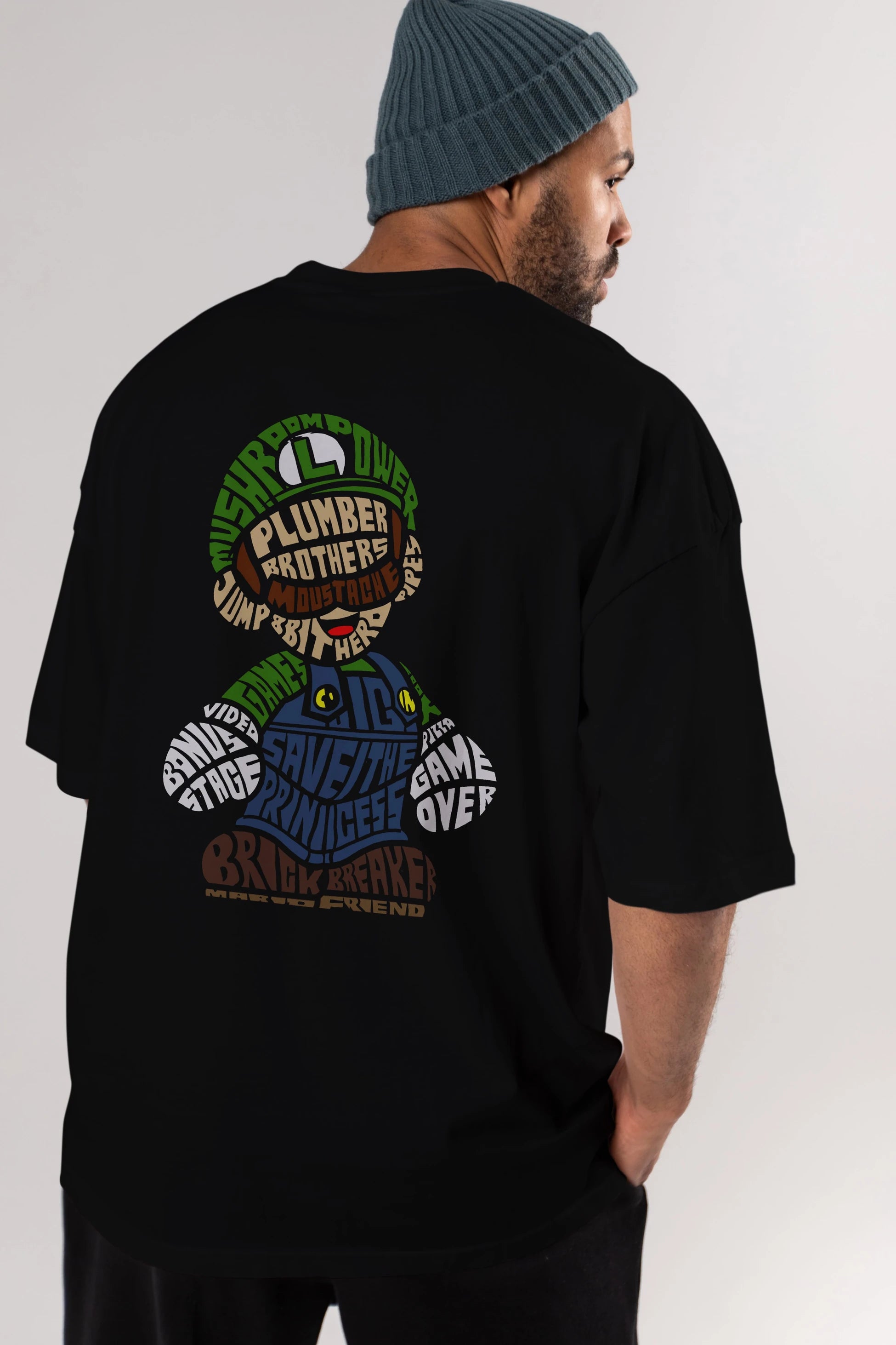 Plumber Brothers Arka Baskılı Oversize t-shirt %100 pamuk Erkek Kadın Unisex