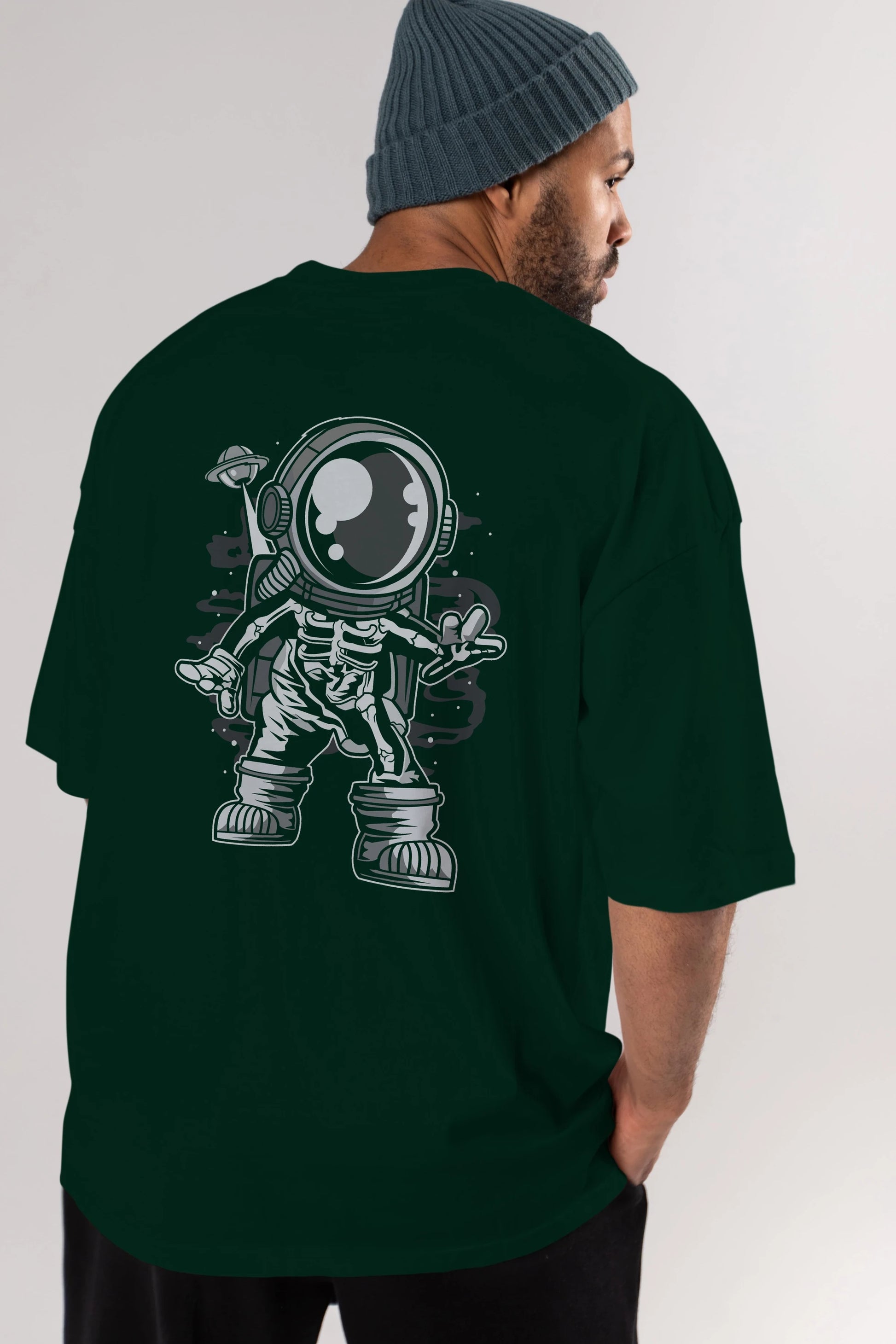 Space Skeleton Arka Baskılı Oversize t-shirt Erkek Kadın Unisex