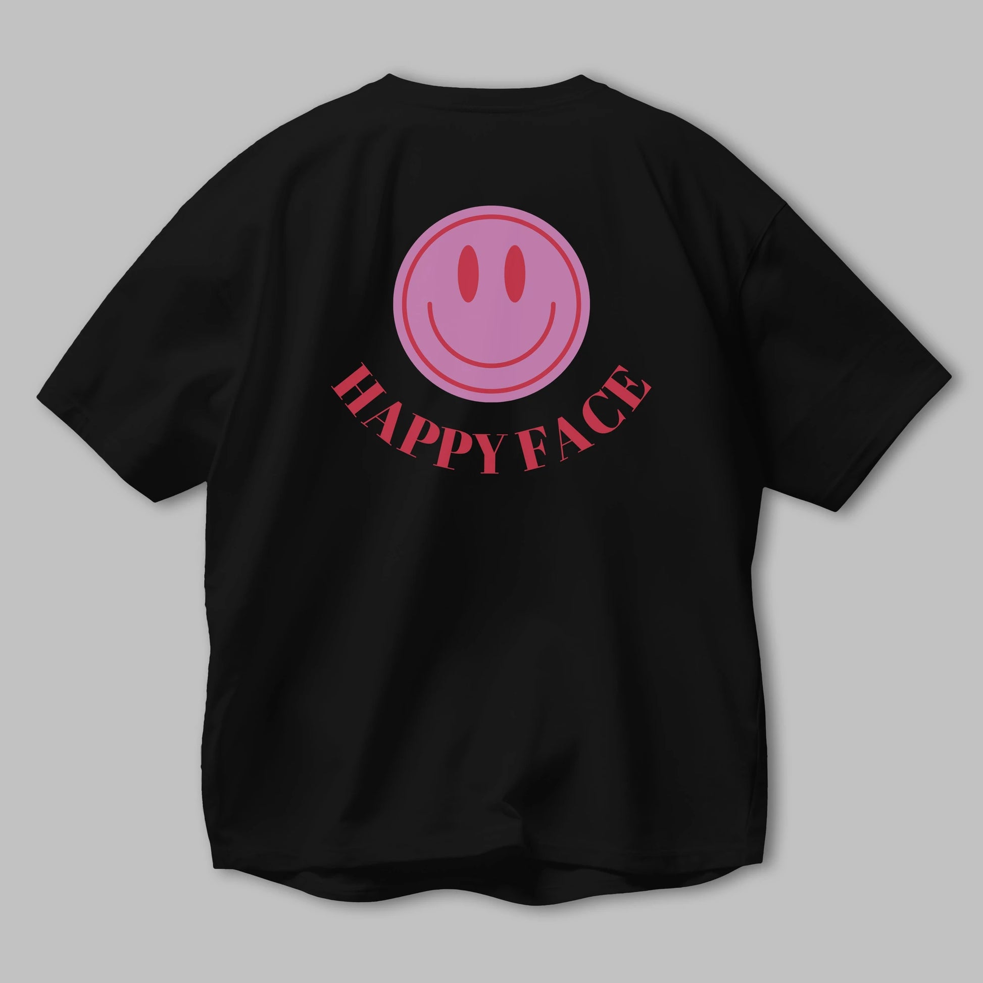 Happy Face Yazılı Arka Baskılı Oversize t-shirt Erkek Kadın Unisex