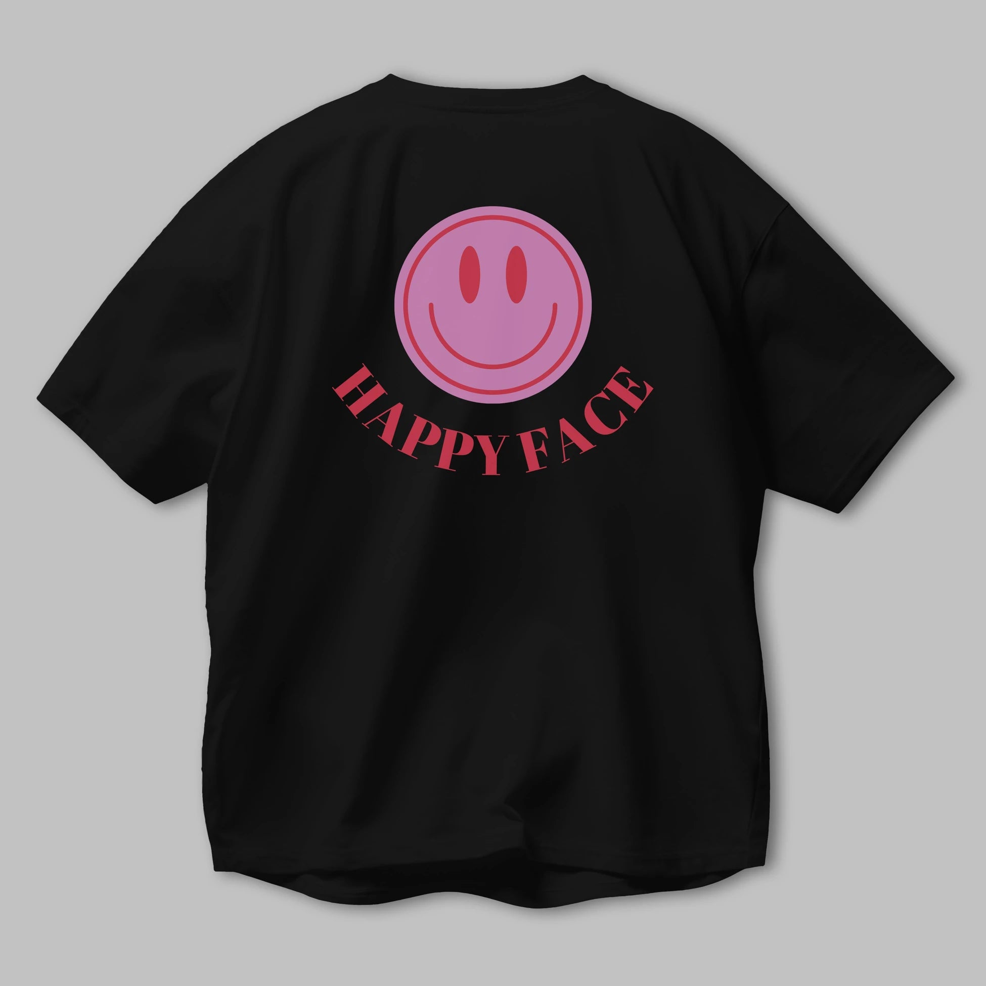 Happy Face Yazılı Arka Baskılı Oversize t-shirt Erkek Kadın Unisex