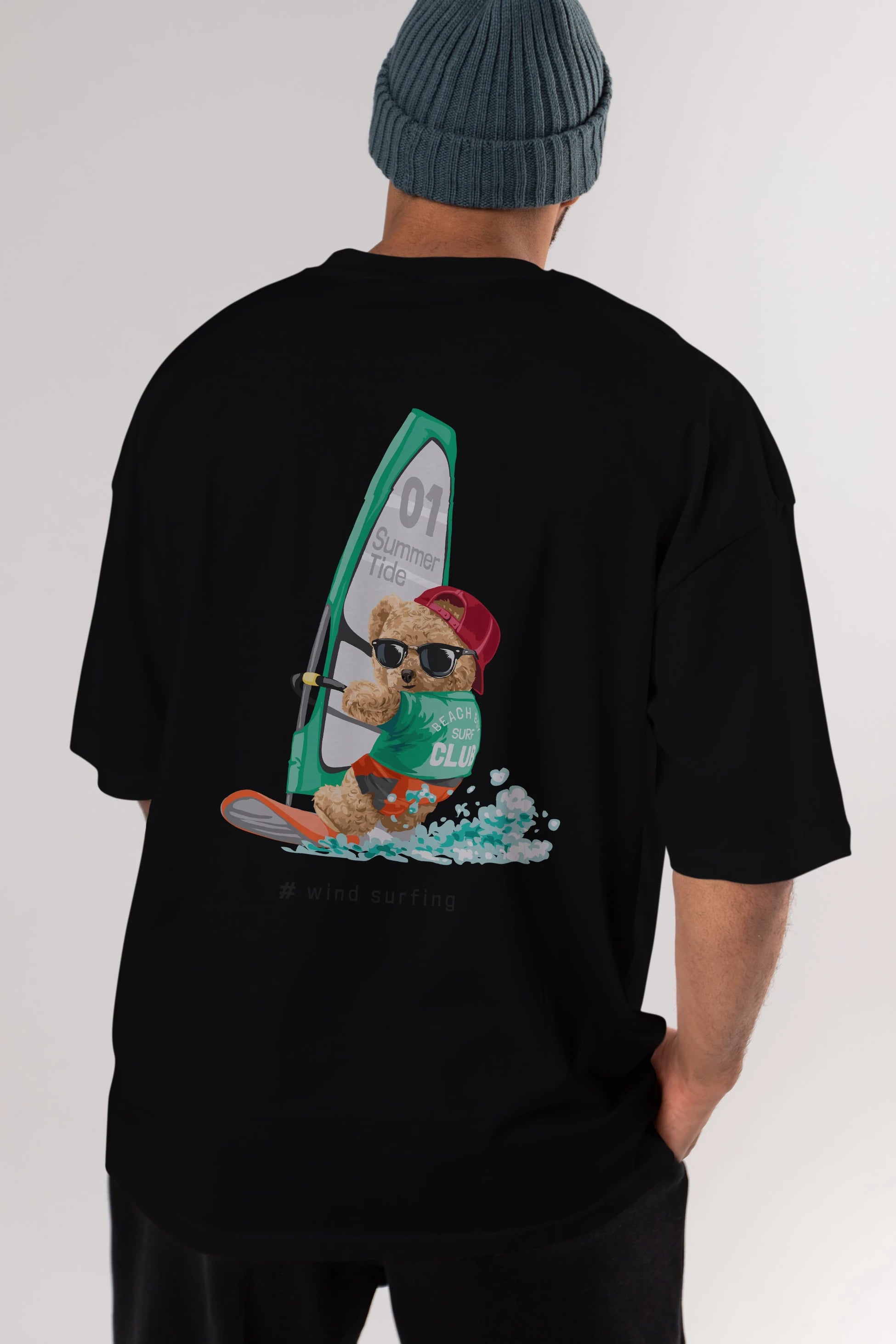 Teddy Bear Summer Tide Arka Baskılı Oversize t-shirt Erkek Kadın Unisex %100 Pamuk