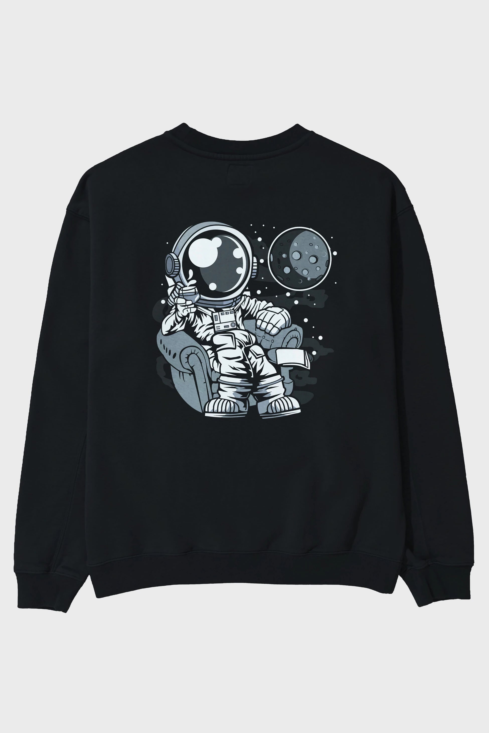 Astronaut Drinking And Relax Arka Baskılı Oversize Sweatshirt Erkek Kadın Unisex