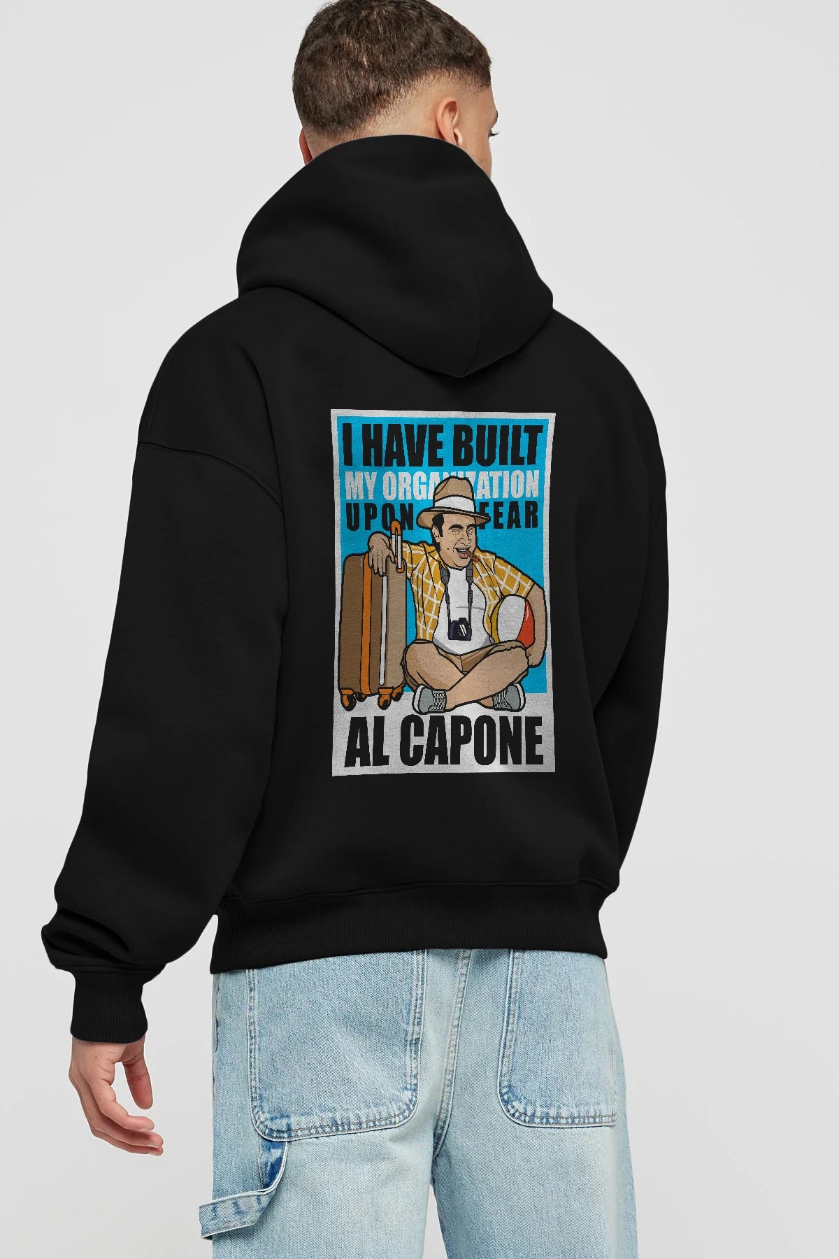 Al Capone Holiday Arka Baskılı Hoodie Oversize Kapüşonlu Sweatshirt Erkek Kadın Unisex