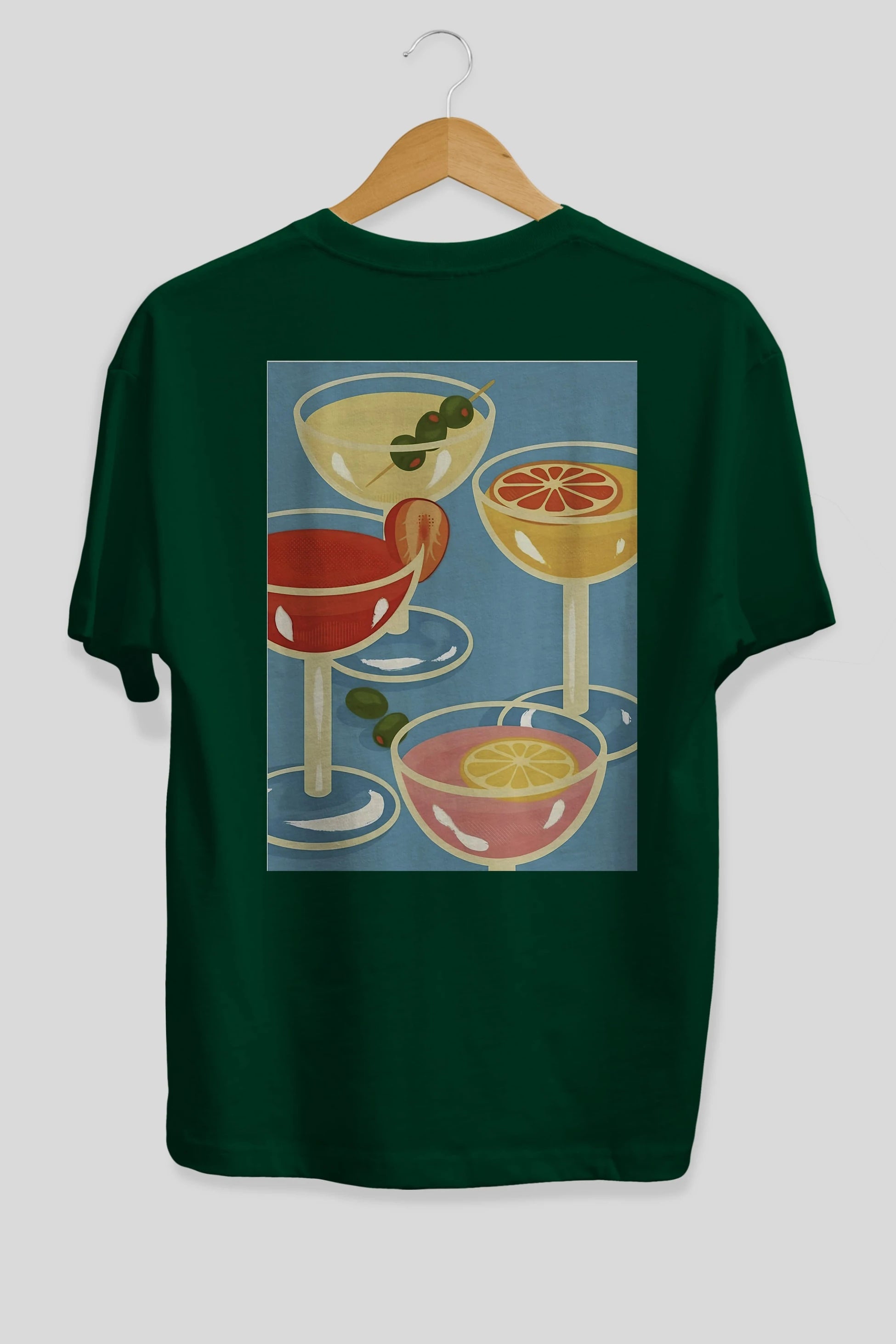Cocktails Arka Baskılı Oversize t-shirt Erkek Kadın Unisex %100 Pamuk Bisiklet Yaka tişort