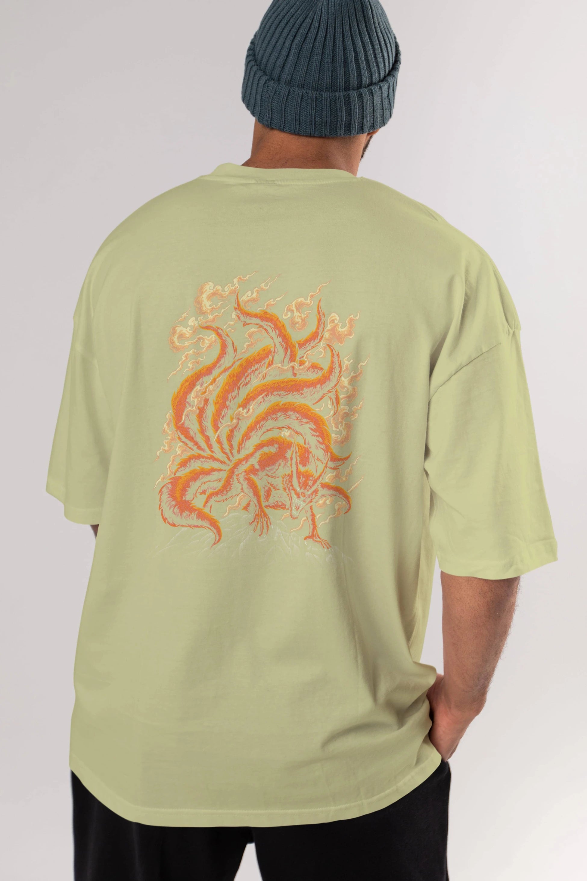 NARUTO KYUUBI Anime Arka Baskılı Oversize t-shirt Erkek Kadın Unisex