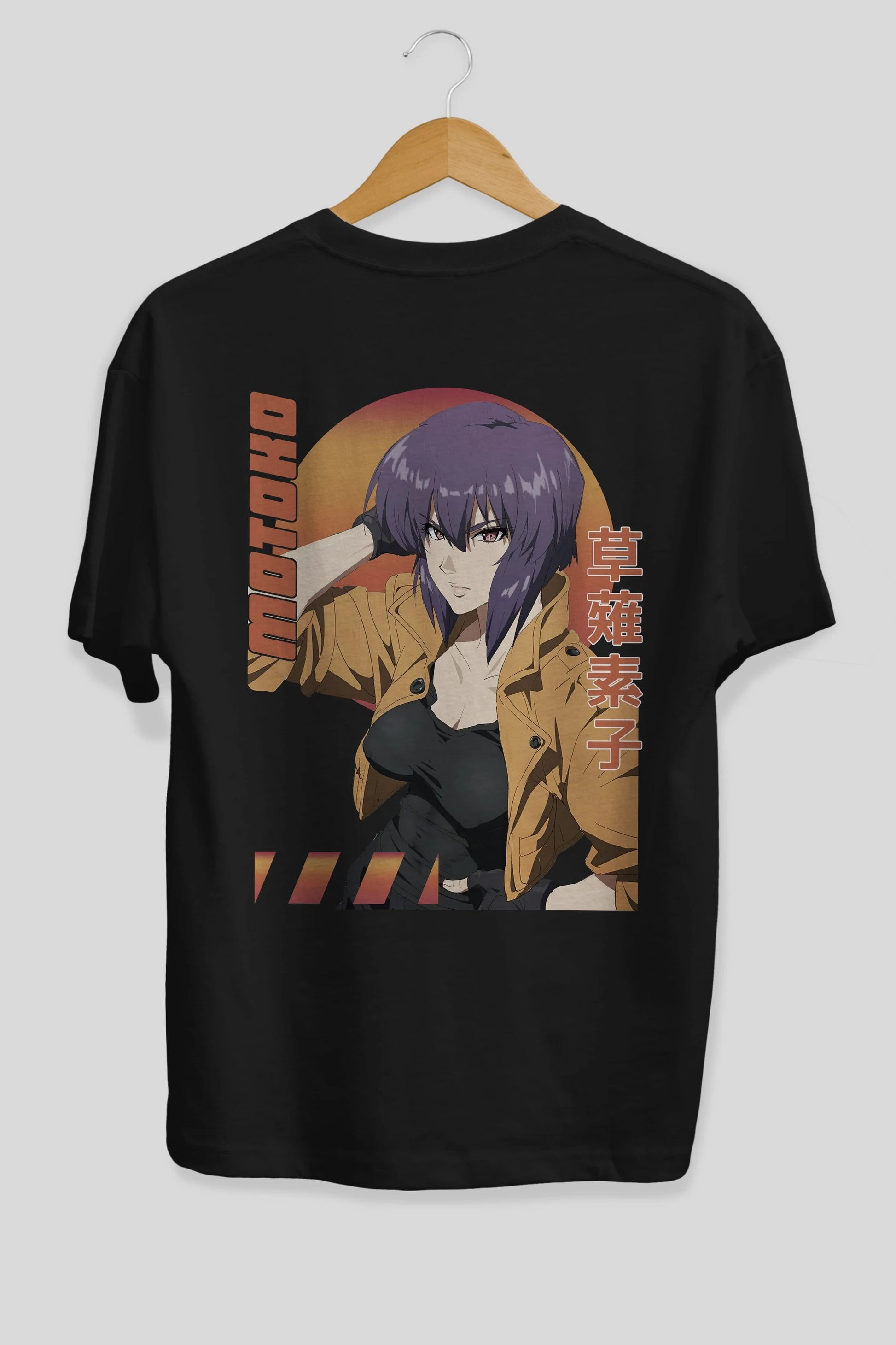 Motoko Kusanagi 9 Anime Arka Baskılı Oversize t-shirt Erkek Kadın Unisex