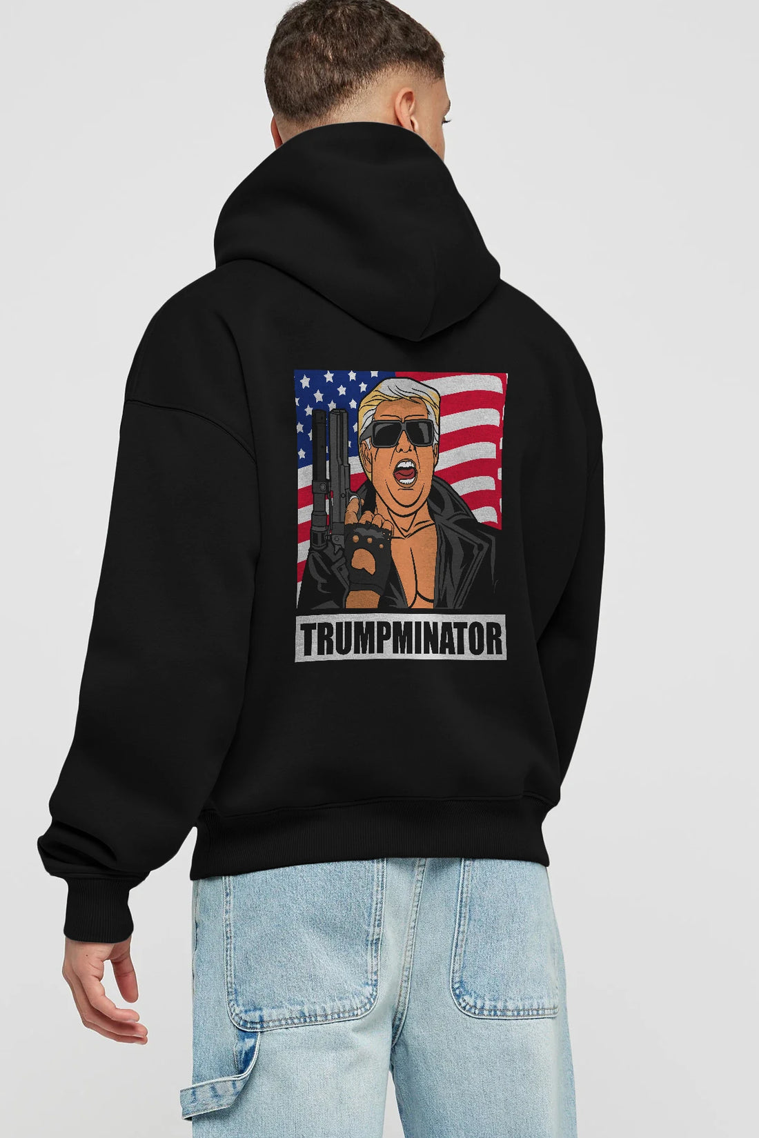 Trumpminator Arka Baskılı Hoodie Oversize Kapüşonlu Sweatshirt Erkek Kadın Unisex