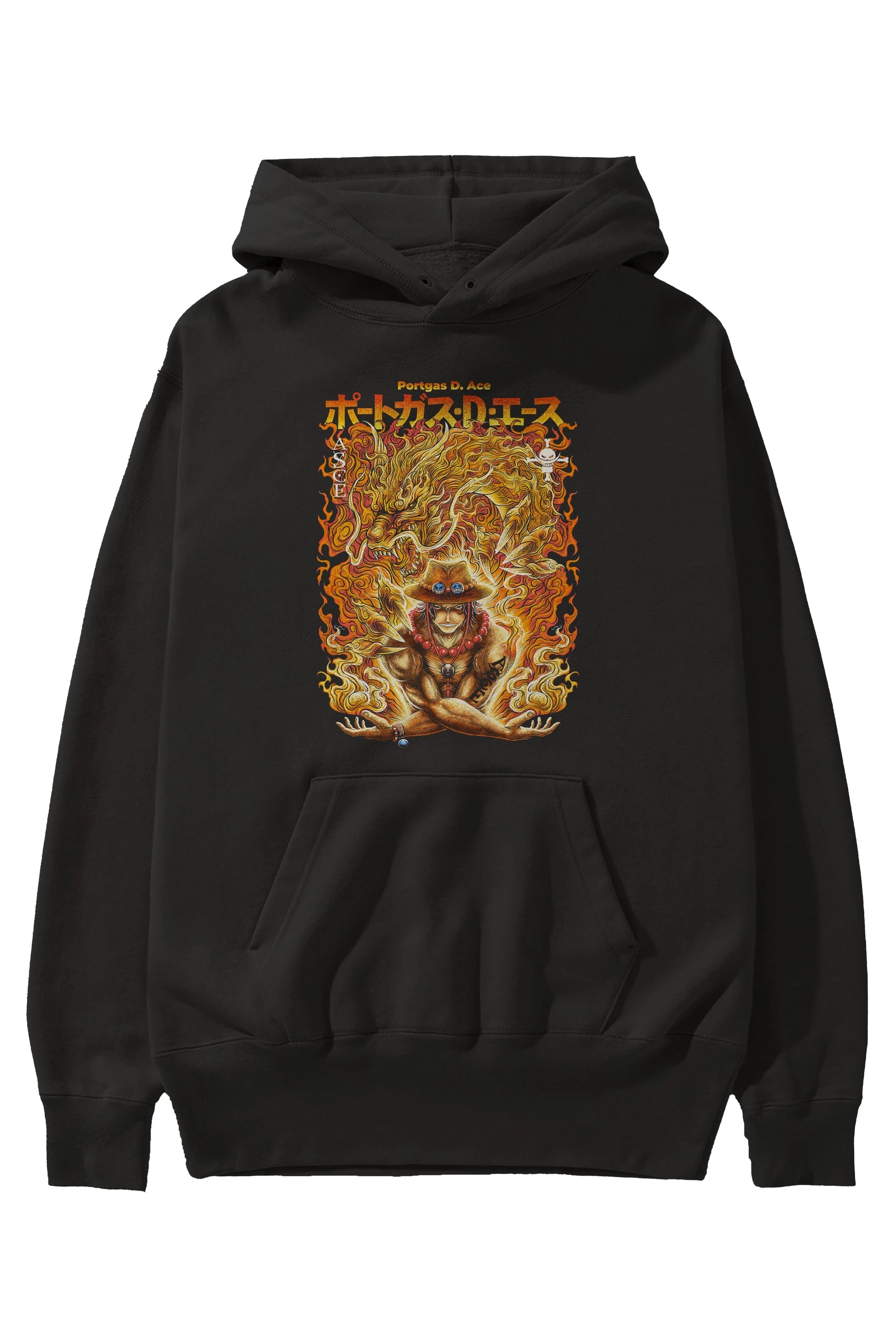 PORTGAS D. ACE Anime Ön Baskılı Hoodie Oversize Kapüşonlu Sweatshirt Erkek Kadın Unisex