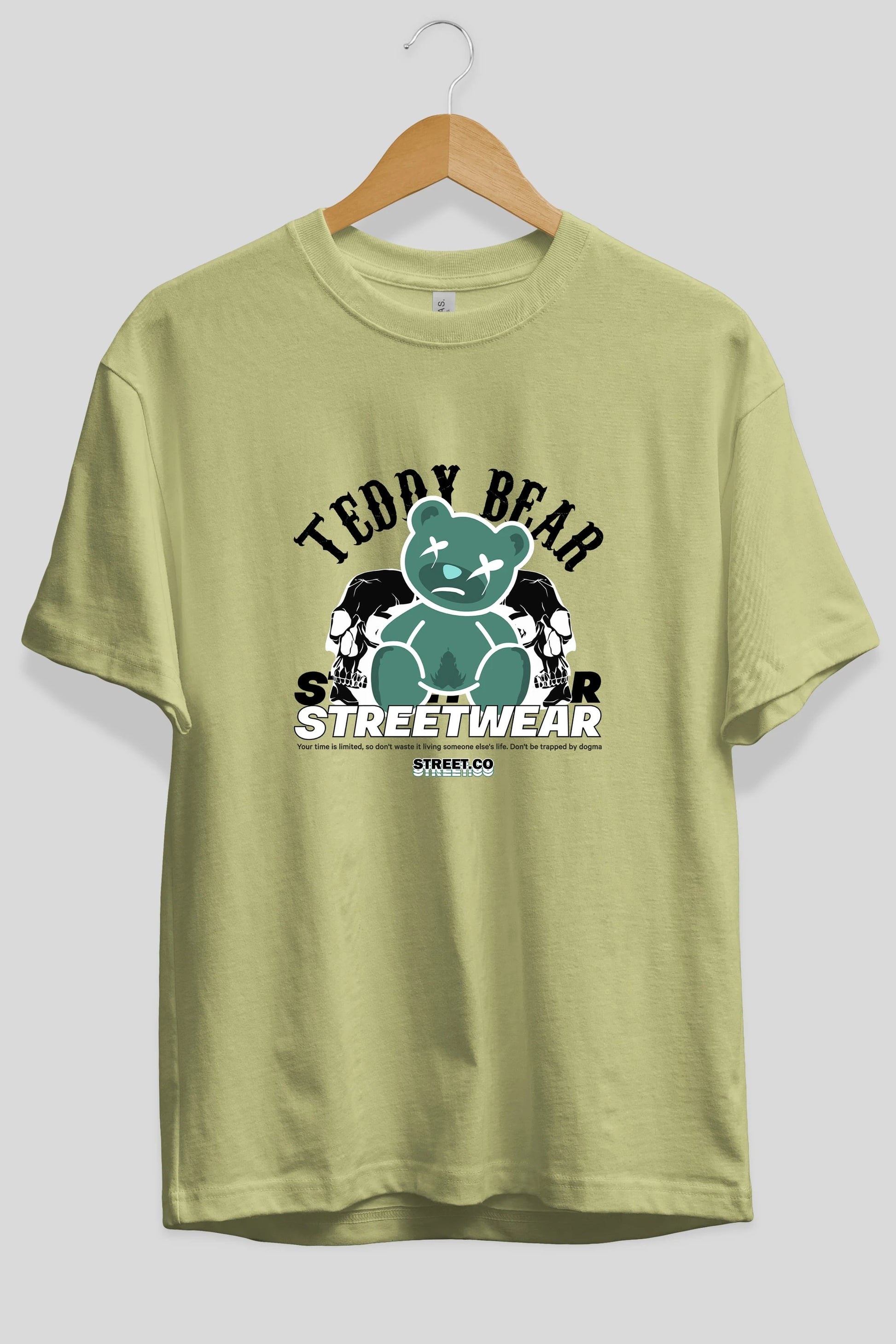 Teddy Bear Streetwear 2 Ön Baskılı Oversize t-shirt Erkek Kadın Unisex
