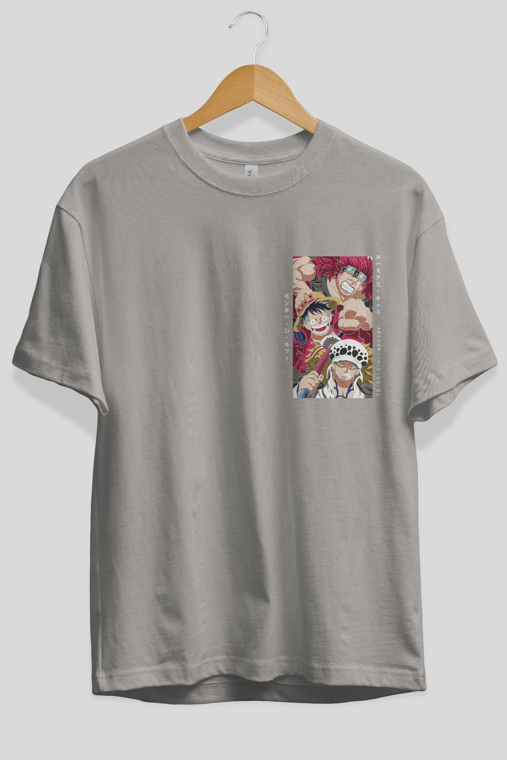 SUPER NOVAS one piece Ön Sol Baskılı Oversize t-shirt Erkek Kadın Unisex %100 Pamuk Bisiklet Yaka tişort