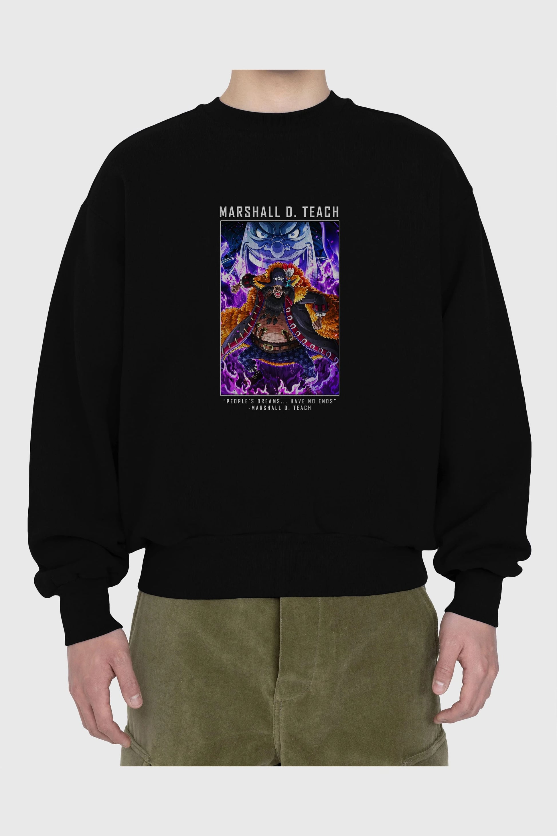 Blackbeard Ön Baskılı Anime Oversize Sweatshirt Erkek Kadın Unisex