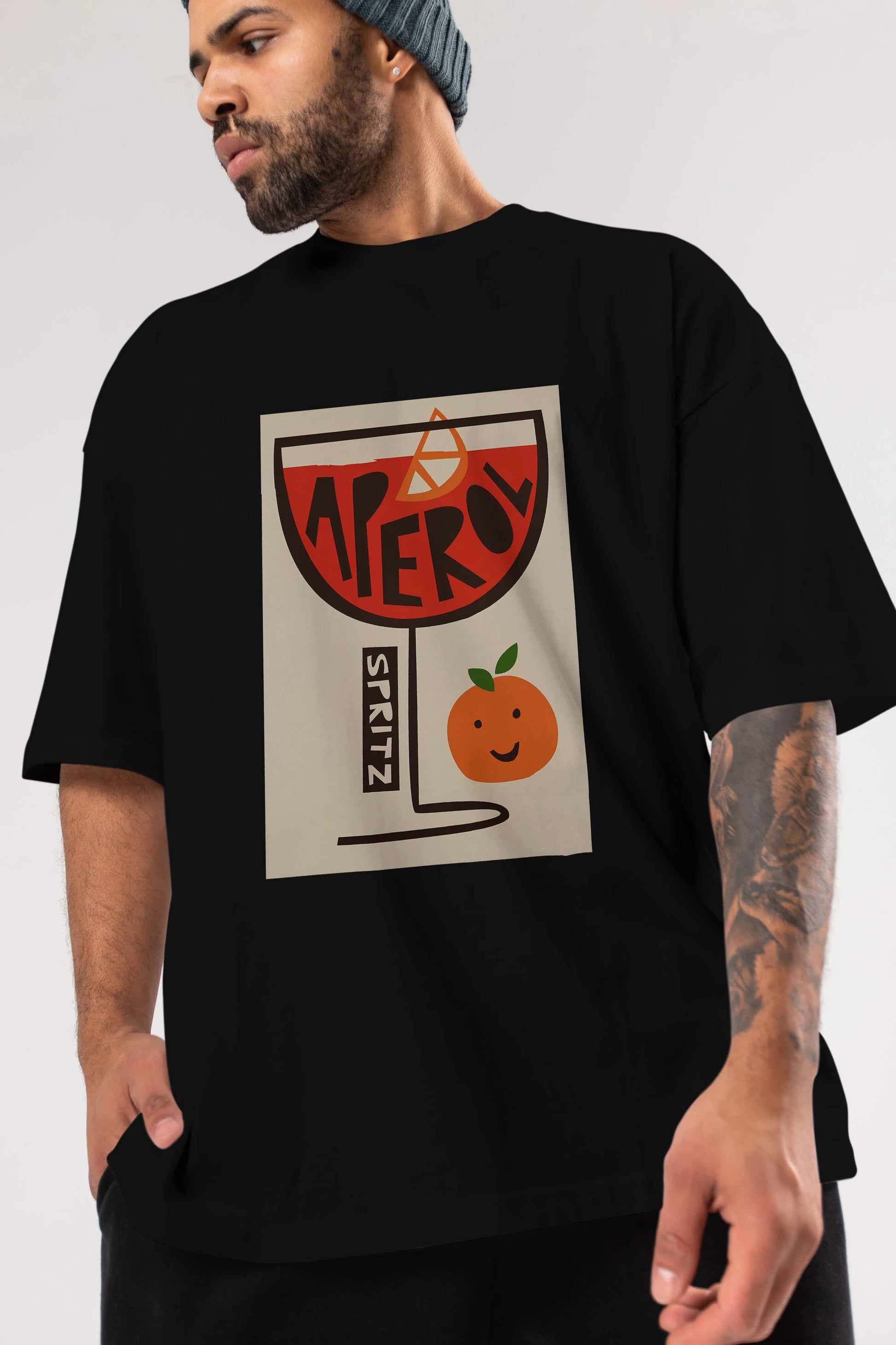 Aperol Spritz 9 Ön Baskılı Oversize t-shirt Erkek Kadın Unisex %100 Pamuk Bisiklet Yaka tişort