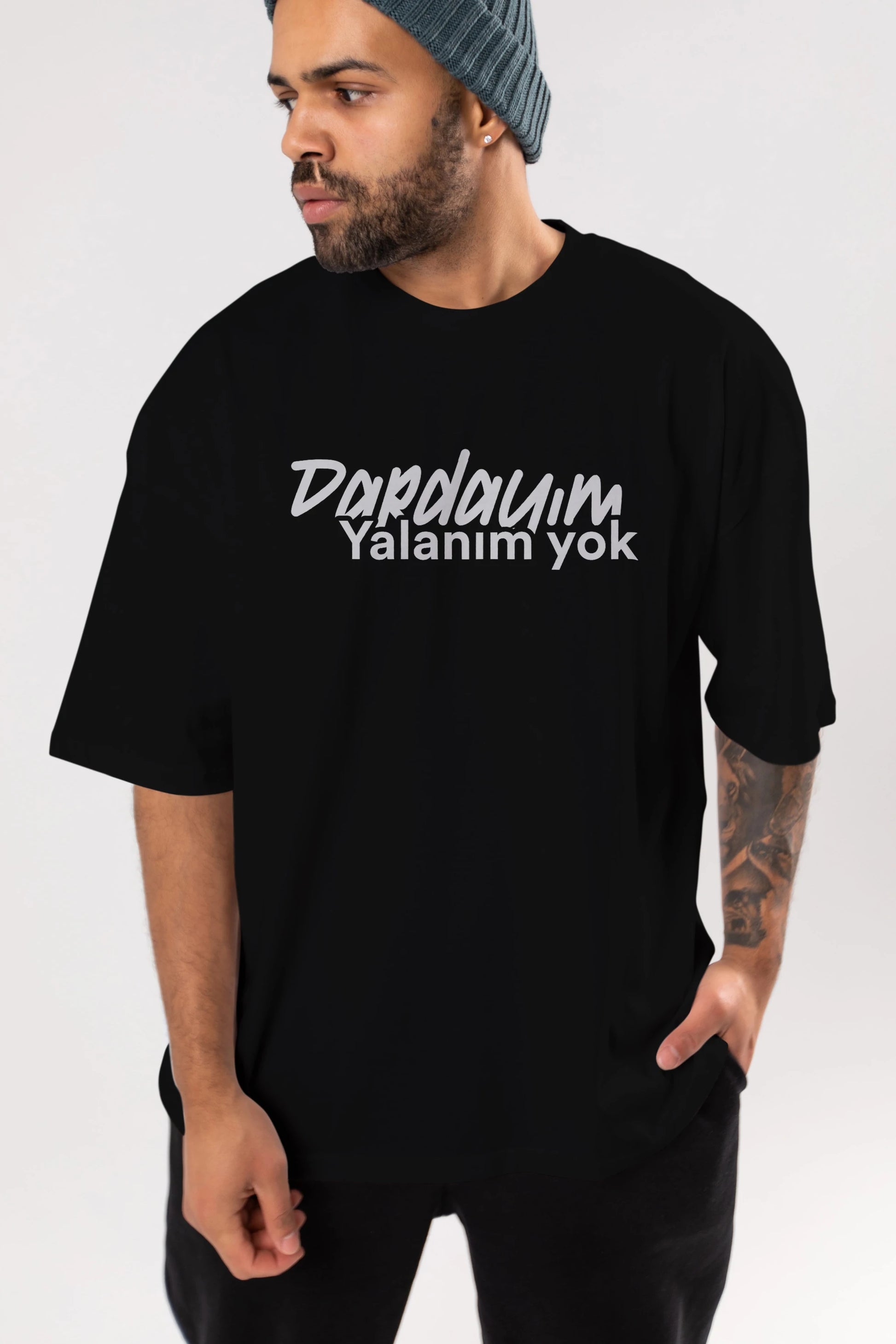 Dardayım Yalanım Yok Ön Baskılı Oversize t-shirt %100 pamuk Erkek Kadın Unisex