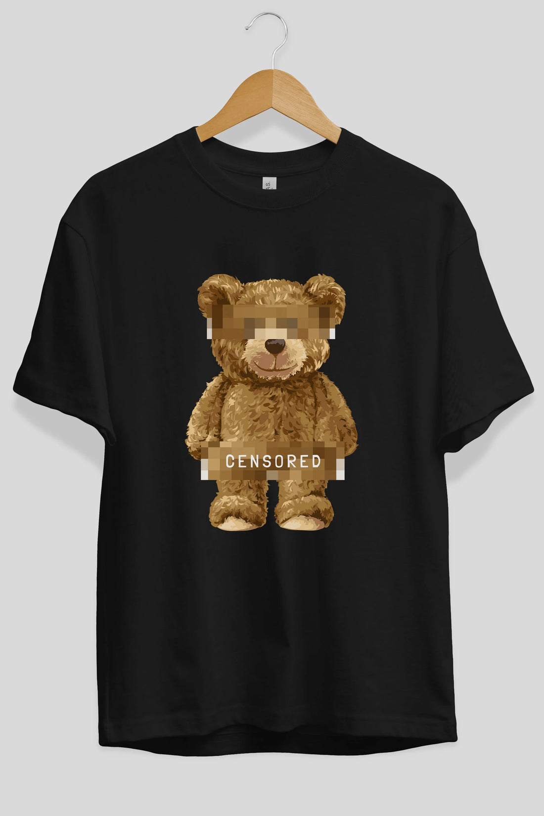 Teddy Bear Censored Ön Baskılı Oversize t-shirt Erkek Kadın Unisex %100 Pamuk